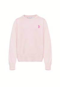 Maglia girocollo da bambina in cotone con logo