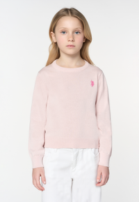 Maglia girocollo da bambina in cotone con logo