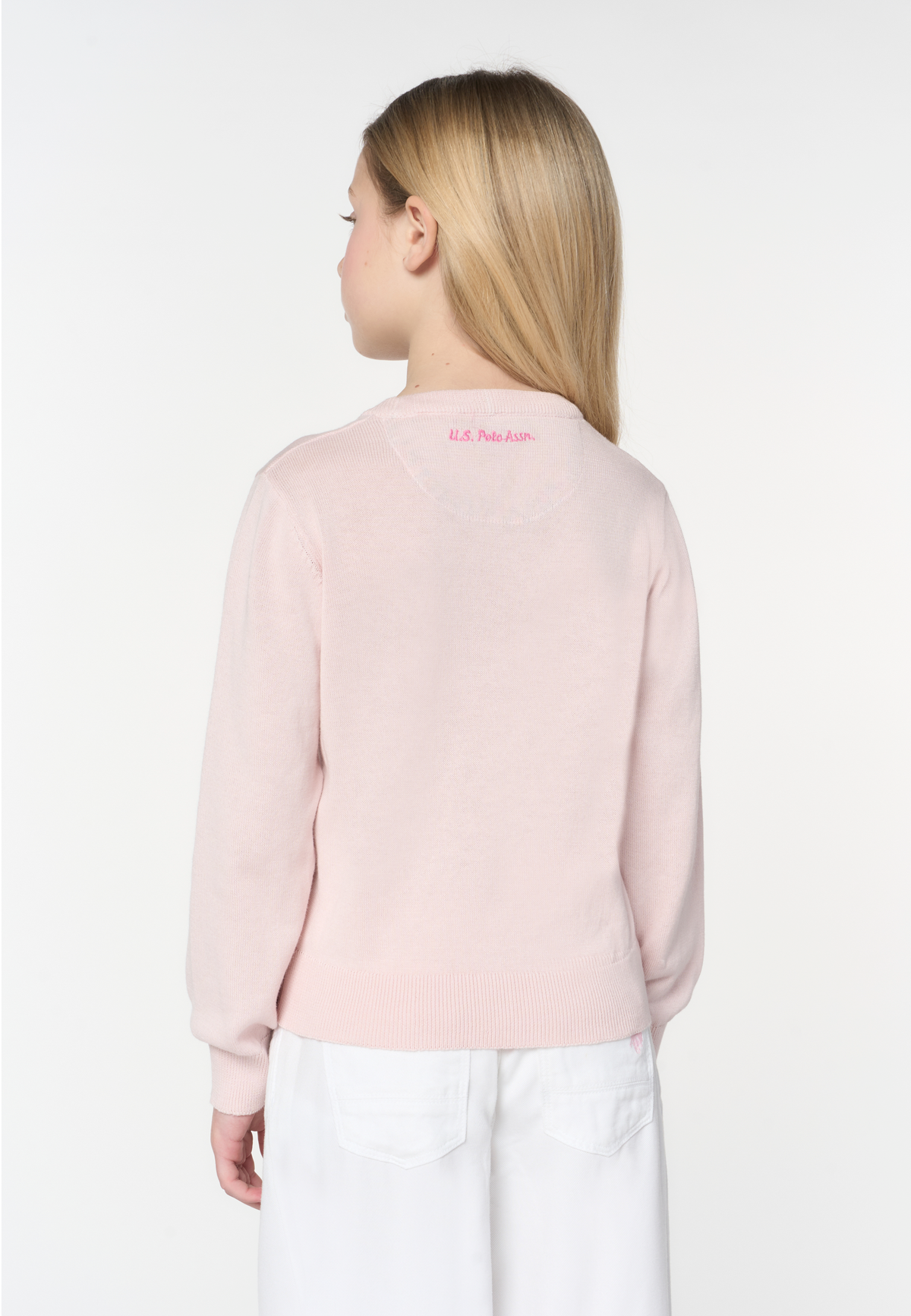 Maglia girocollo da bambina in cotone con logo
