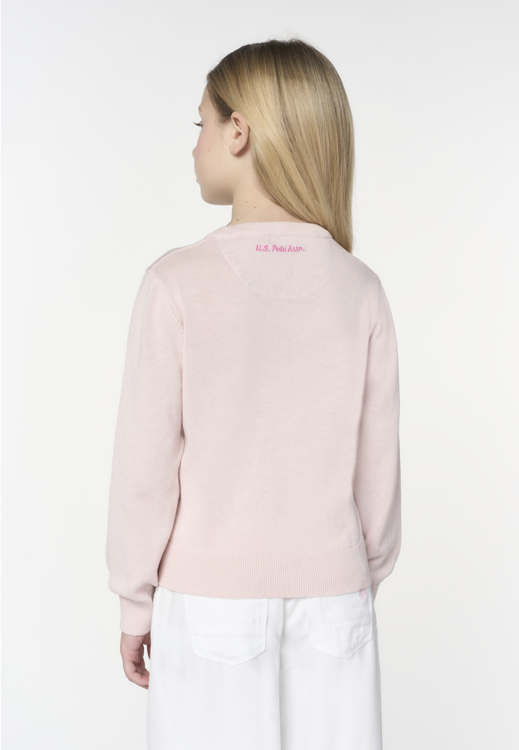 Maglia girocollo da bambina in cotone con logo