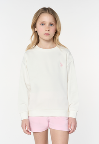 Felpa girocollo da bambina con logo ricamato