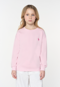 Felpa girocollo da bambina con logo ricamato