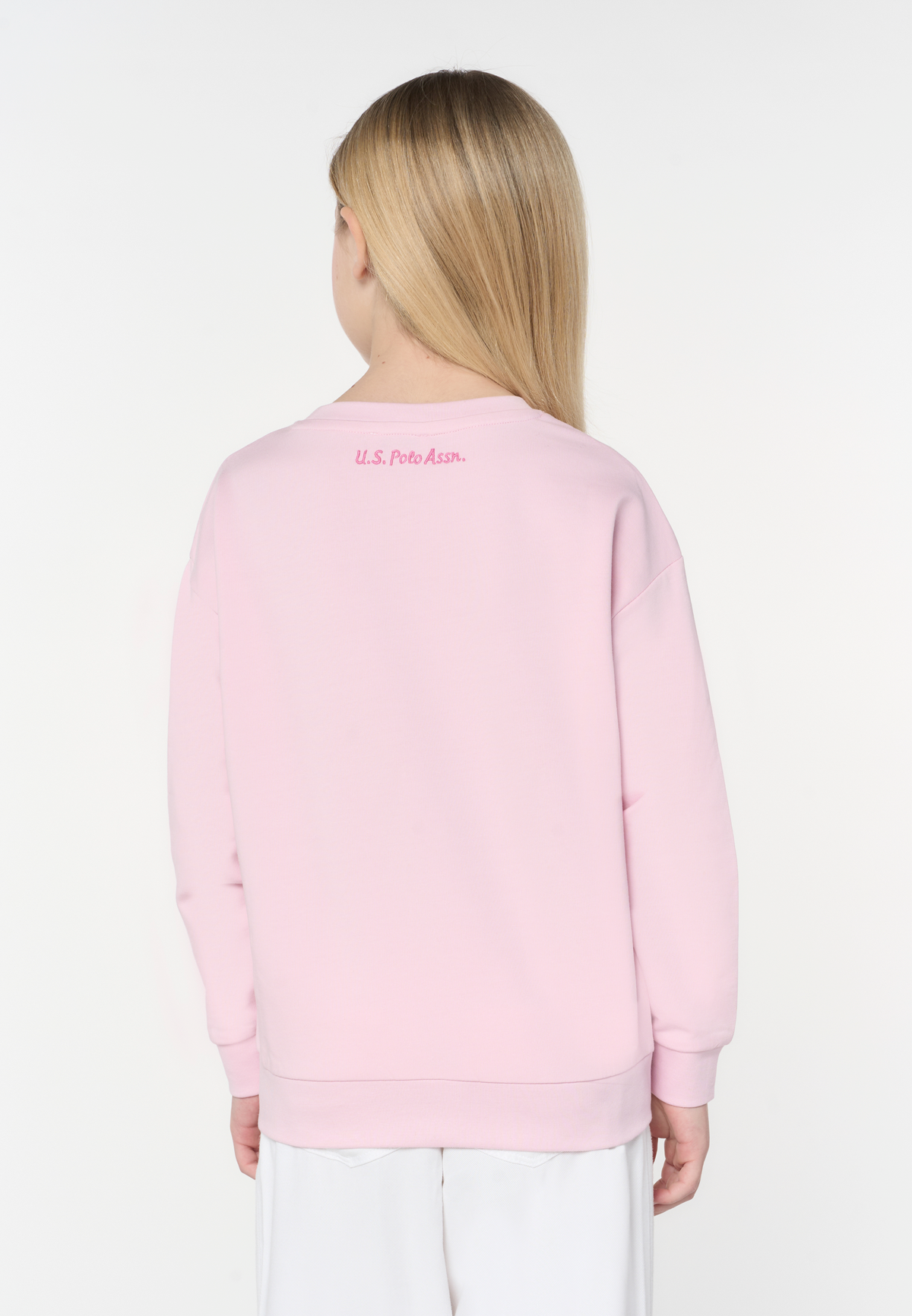 Felpa girocollo da bambina con logo ricamato