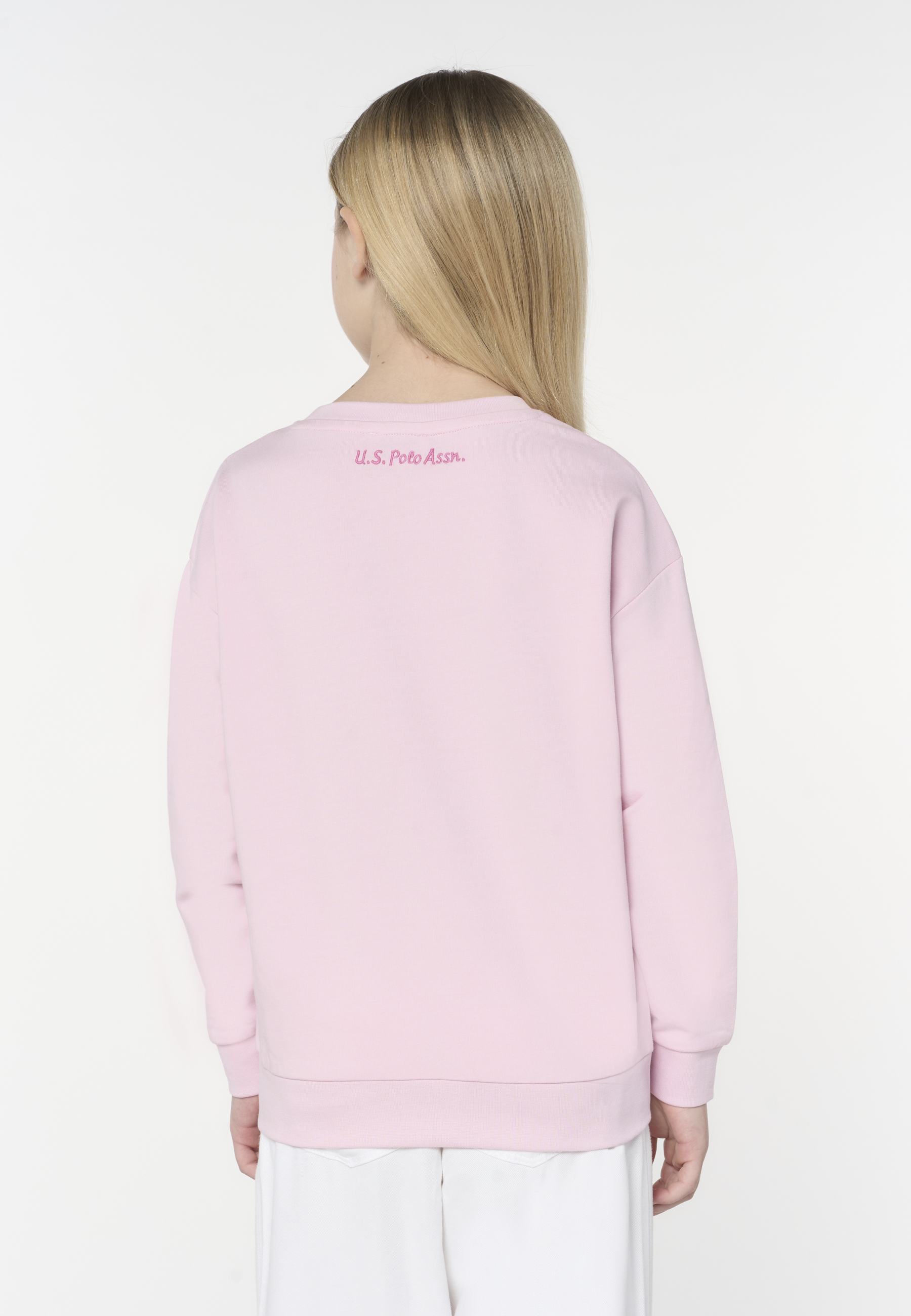 Felpa girocollo da bambina con logo ricamato