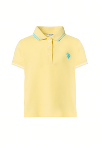 Polo shirt da bambina con logo ricamato e profili a contrasto