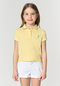 Polo shirt da bambina con logo ricamato e profili a contrasto