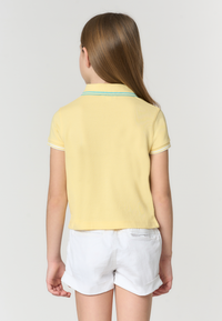 Polo shirt da bambina con logo ricamato e profili a contrasto