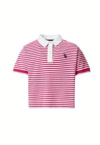 Polo shirt a righe da bambina con colletto a contrasto