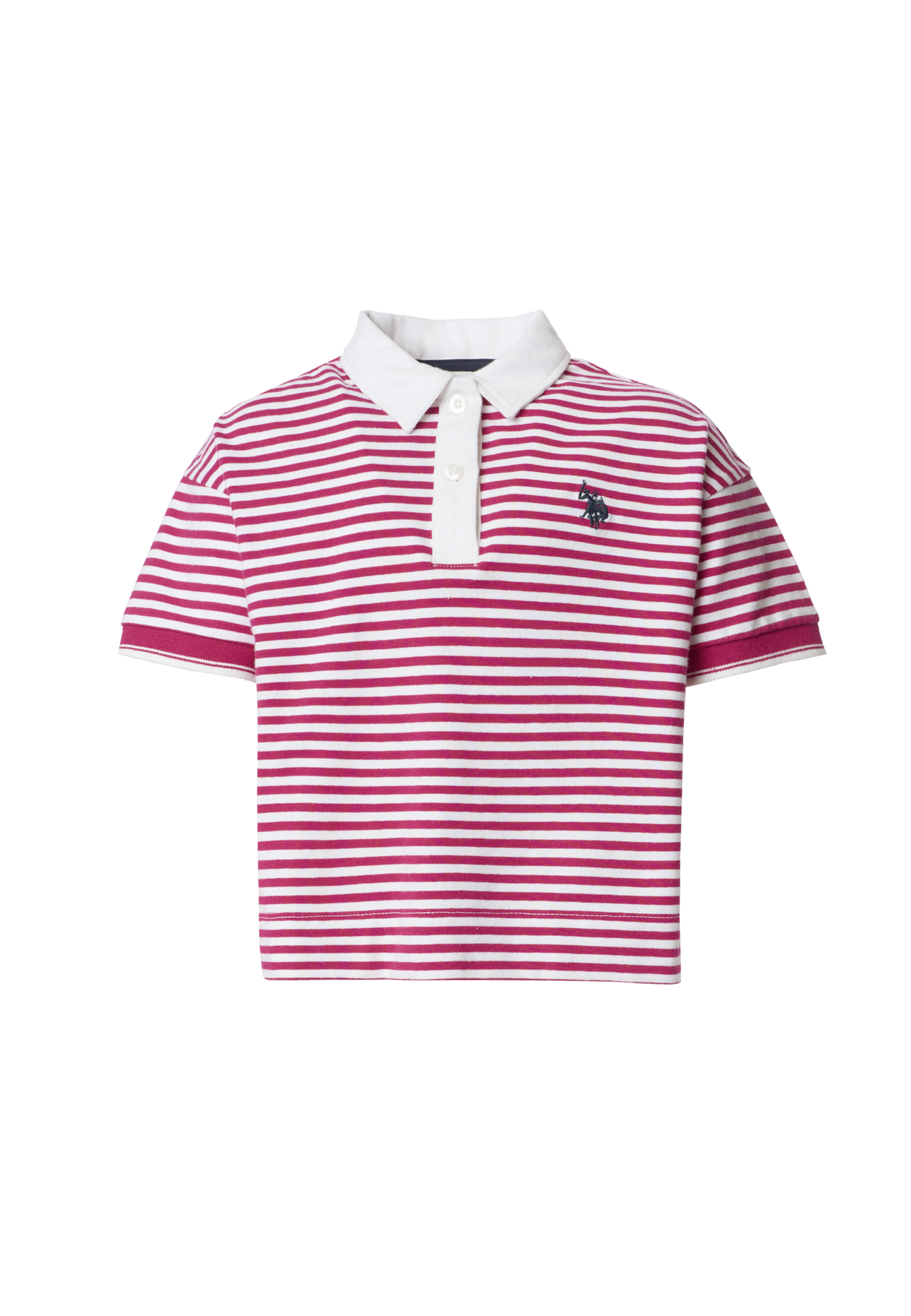 Polo shirt a righe da bambina con colletto a contrasto
