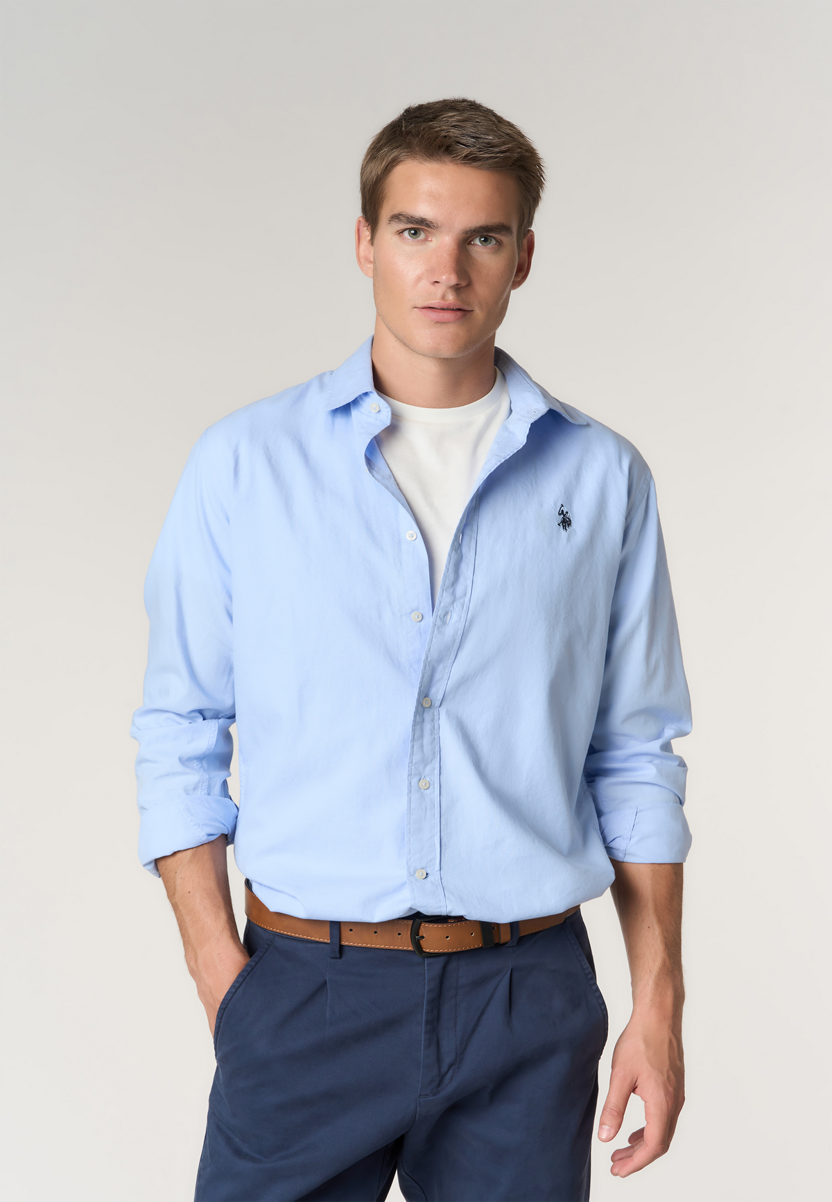 Camicia slim fit in cotone oxford con colletto classico