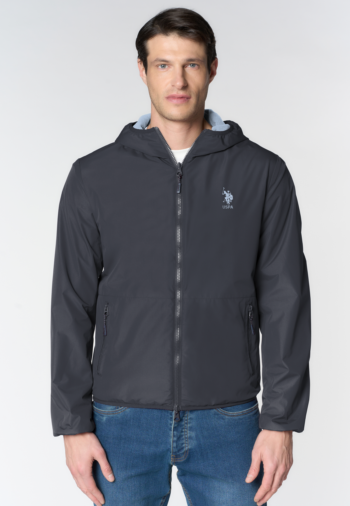 Giacca reversibile con cappuccio e zip