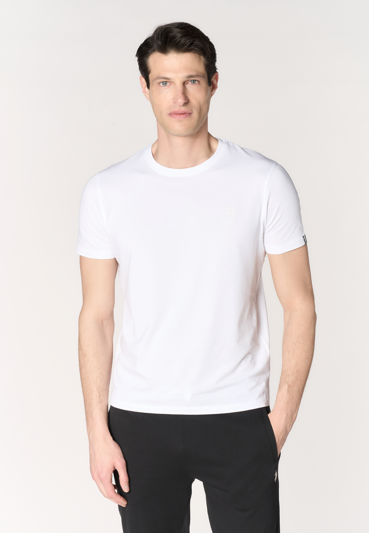 T-shirt girocollo in cotone stretch