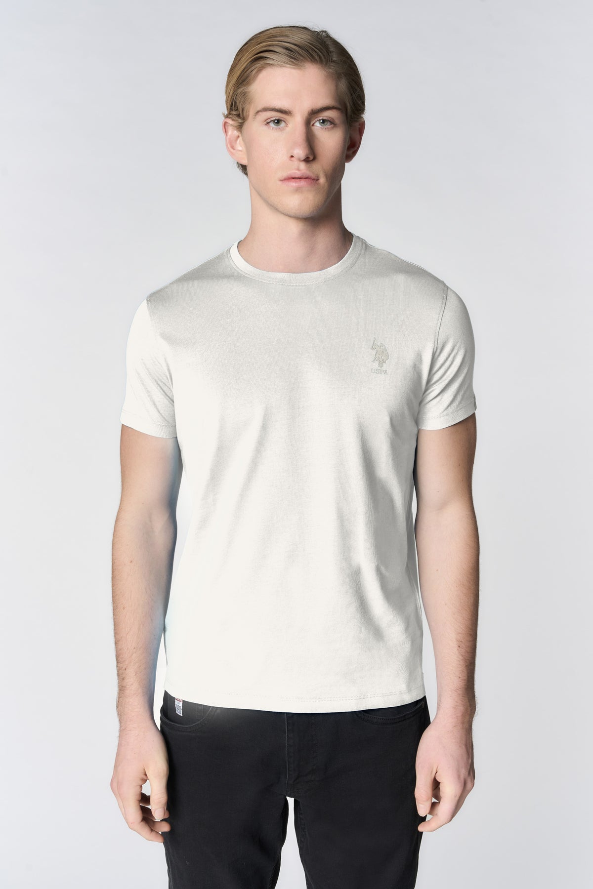 T-shirt girocollo in cotone stretch