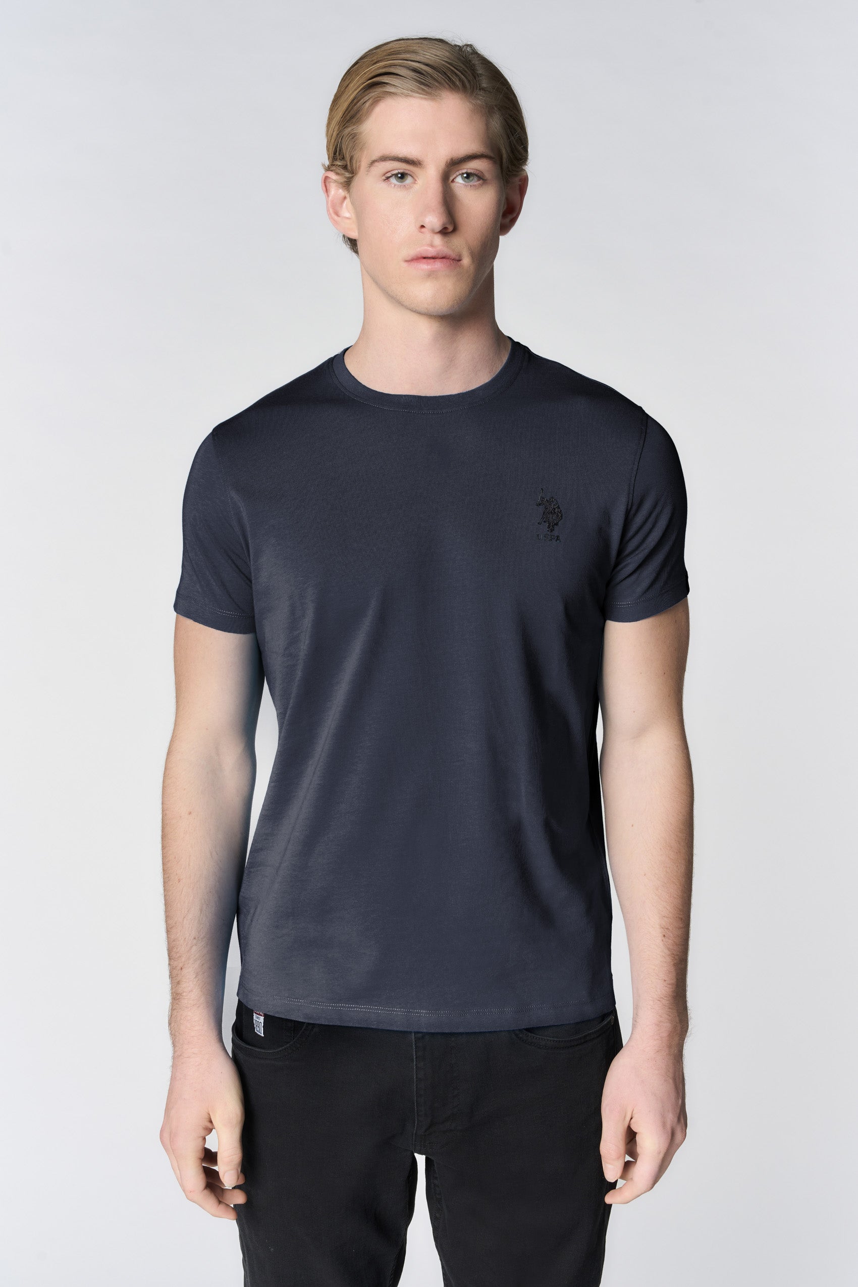 T-shirt girocollo in cotone stretch