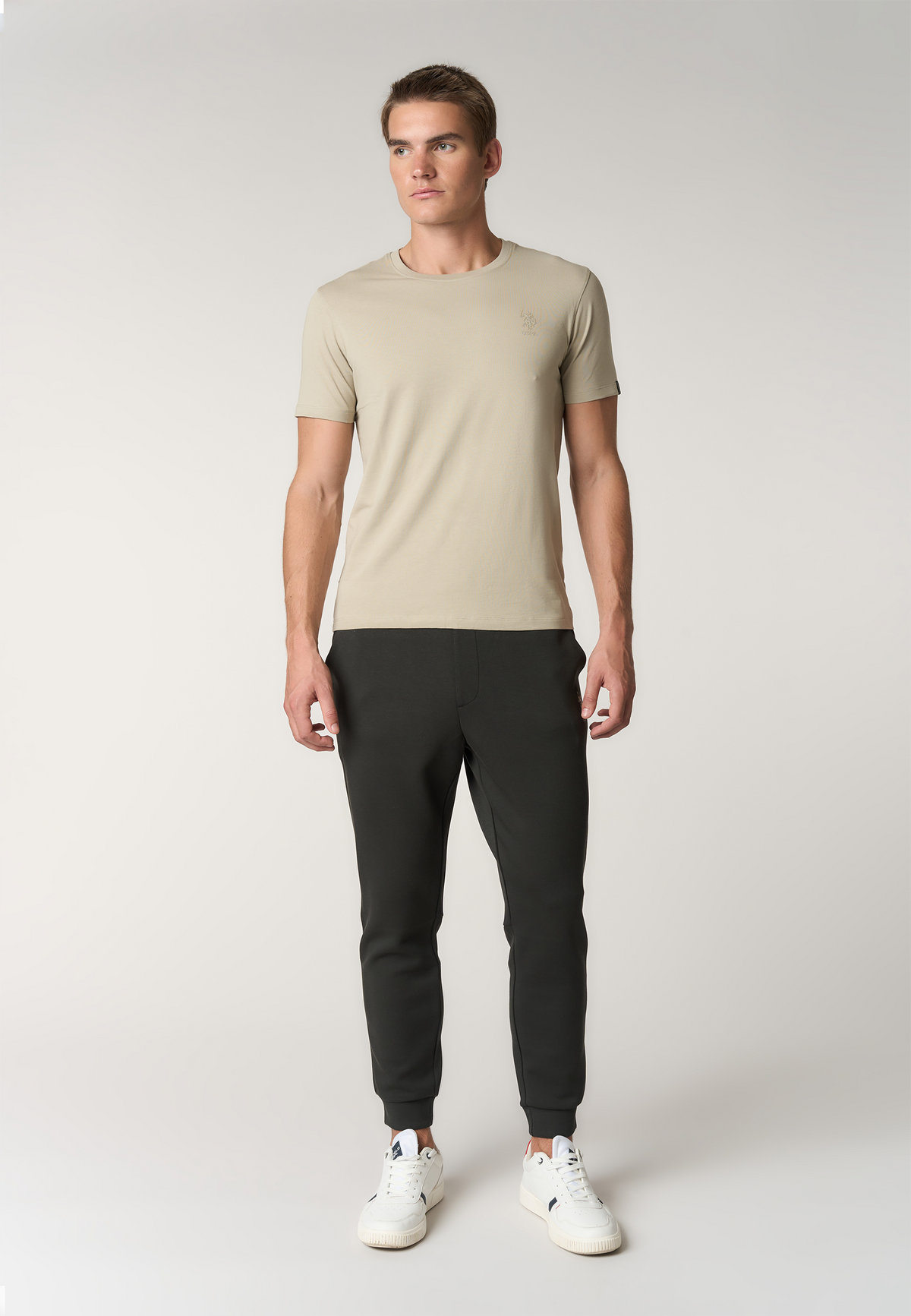 T-shirt girocollo in cotone stretch