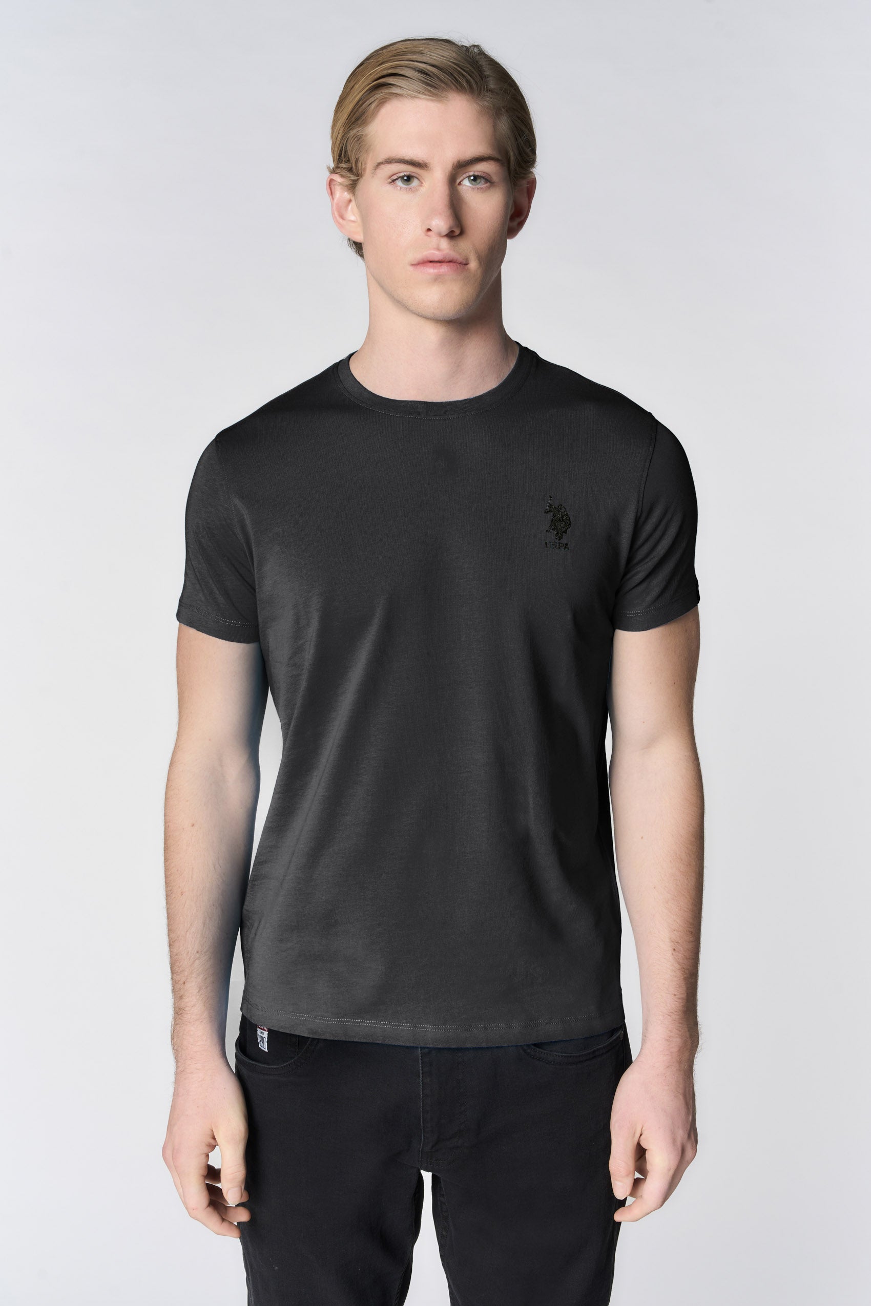 T-shirt girocollo in cotone stretch