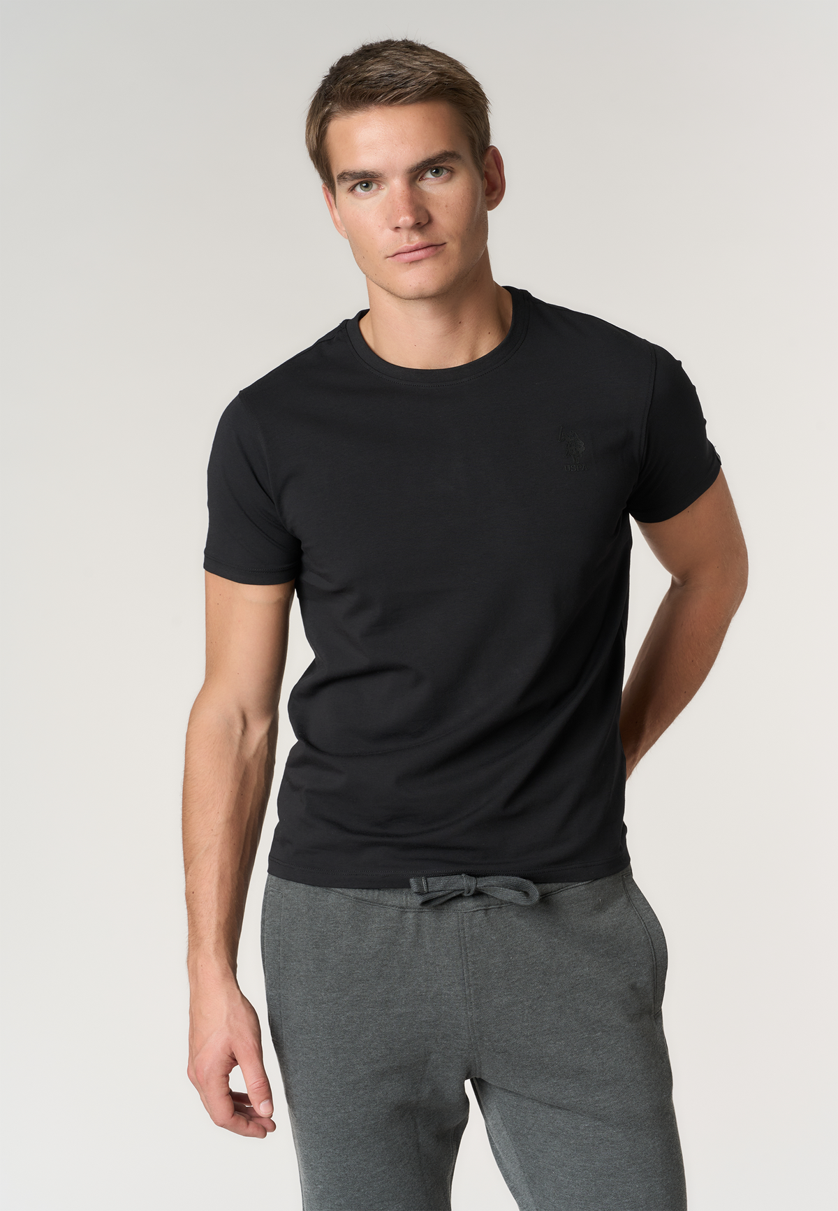 T-shirt girocollo in cotone stretch