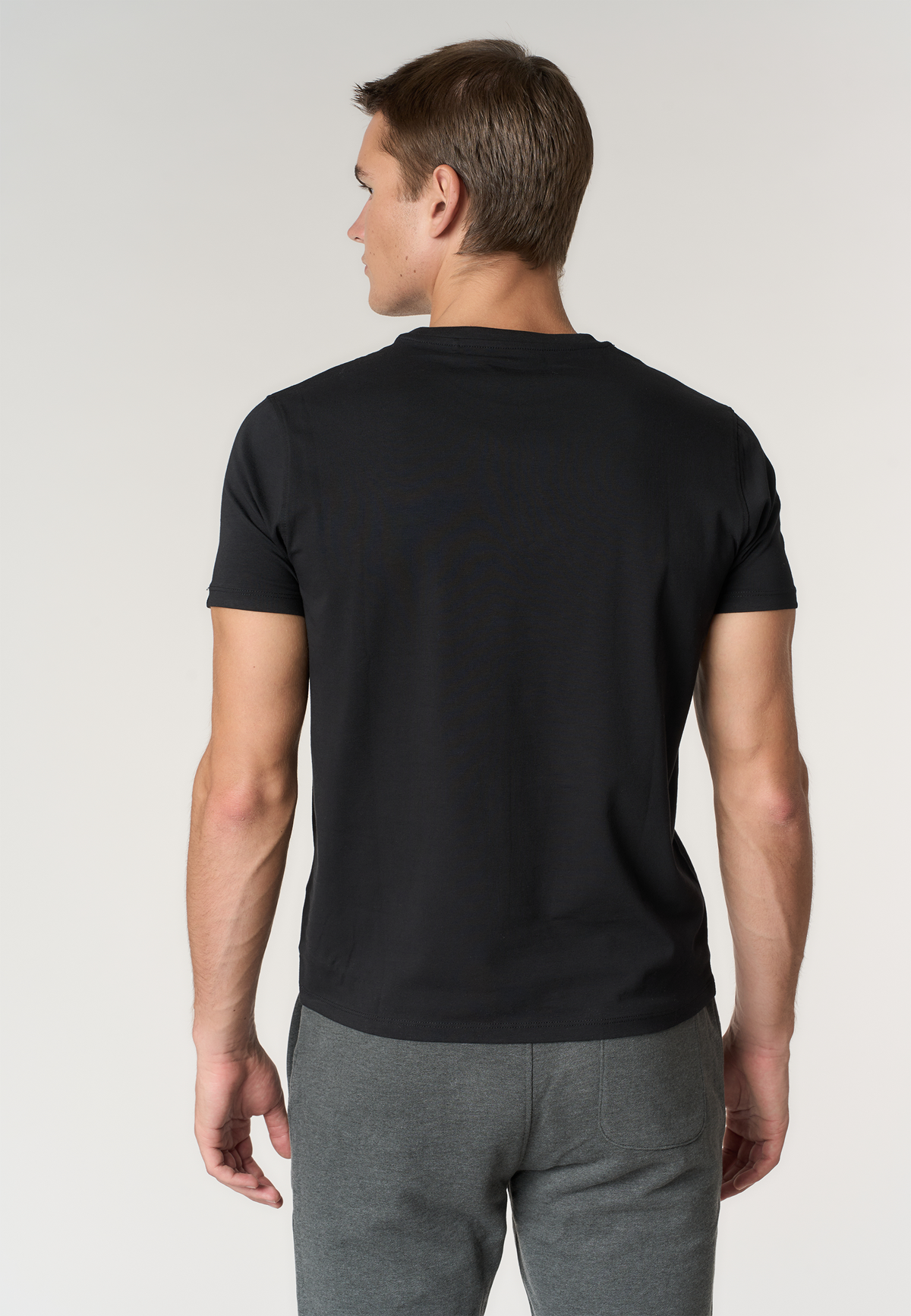 T-shirt girocollo in cotone stretch