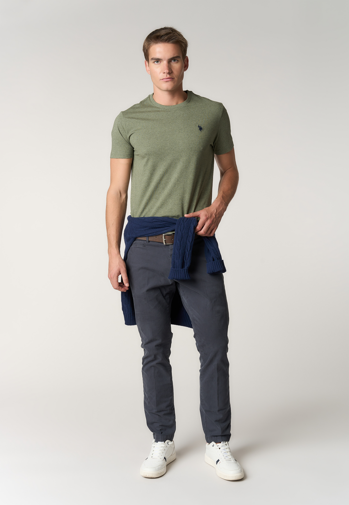 T-shirt girocollo in cotone mélange
