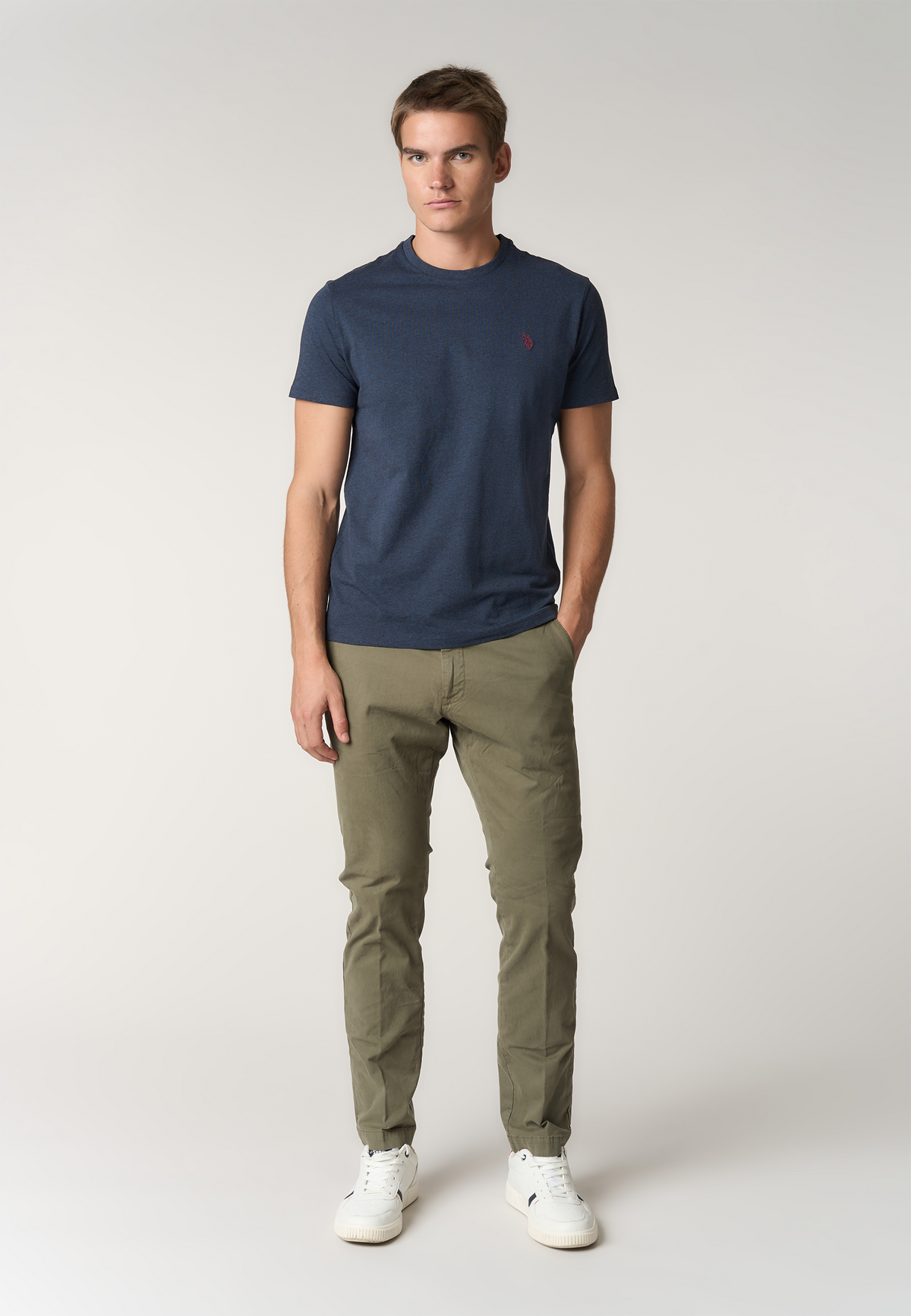 T-shirt girocollo in cotone mélange