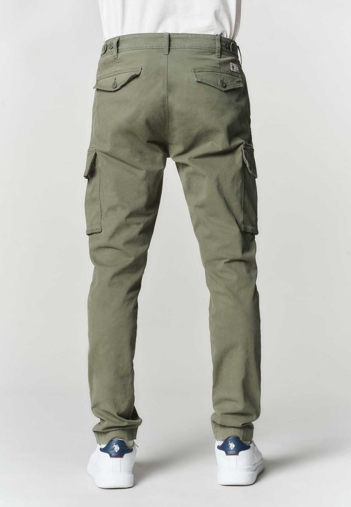 Pantaloni cargo in cotone gabardine