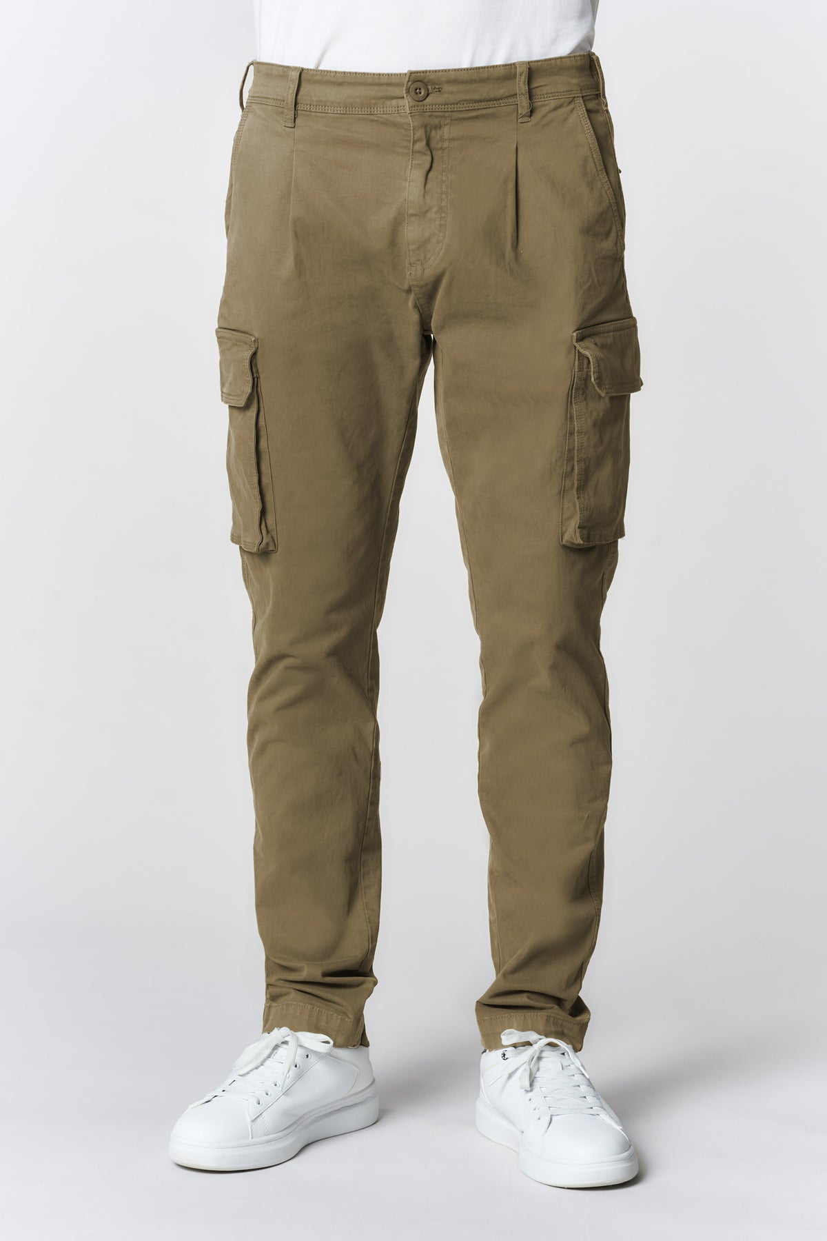 Pantaloni cargo in cotone gabardine