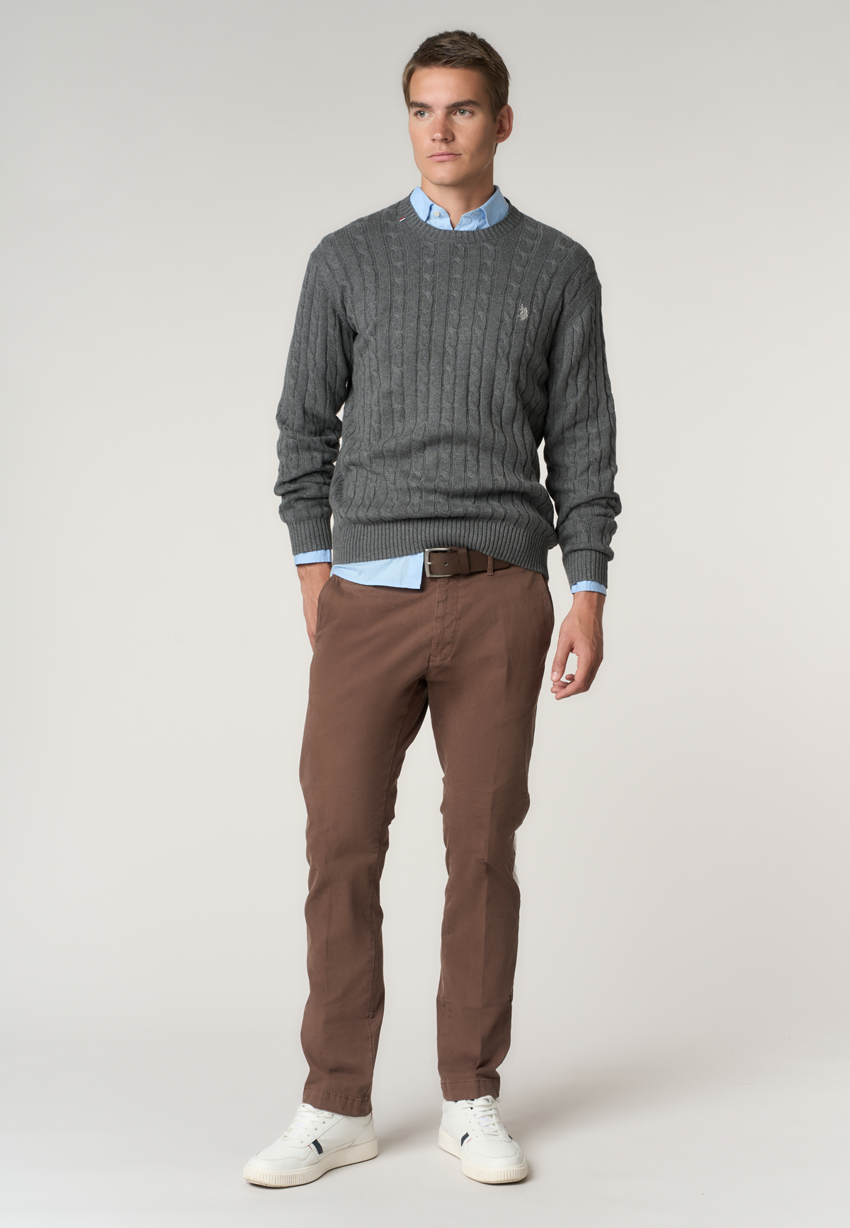 Pantaloni chino da uomo in cotone gabardine