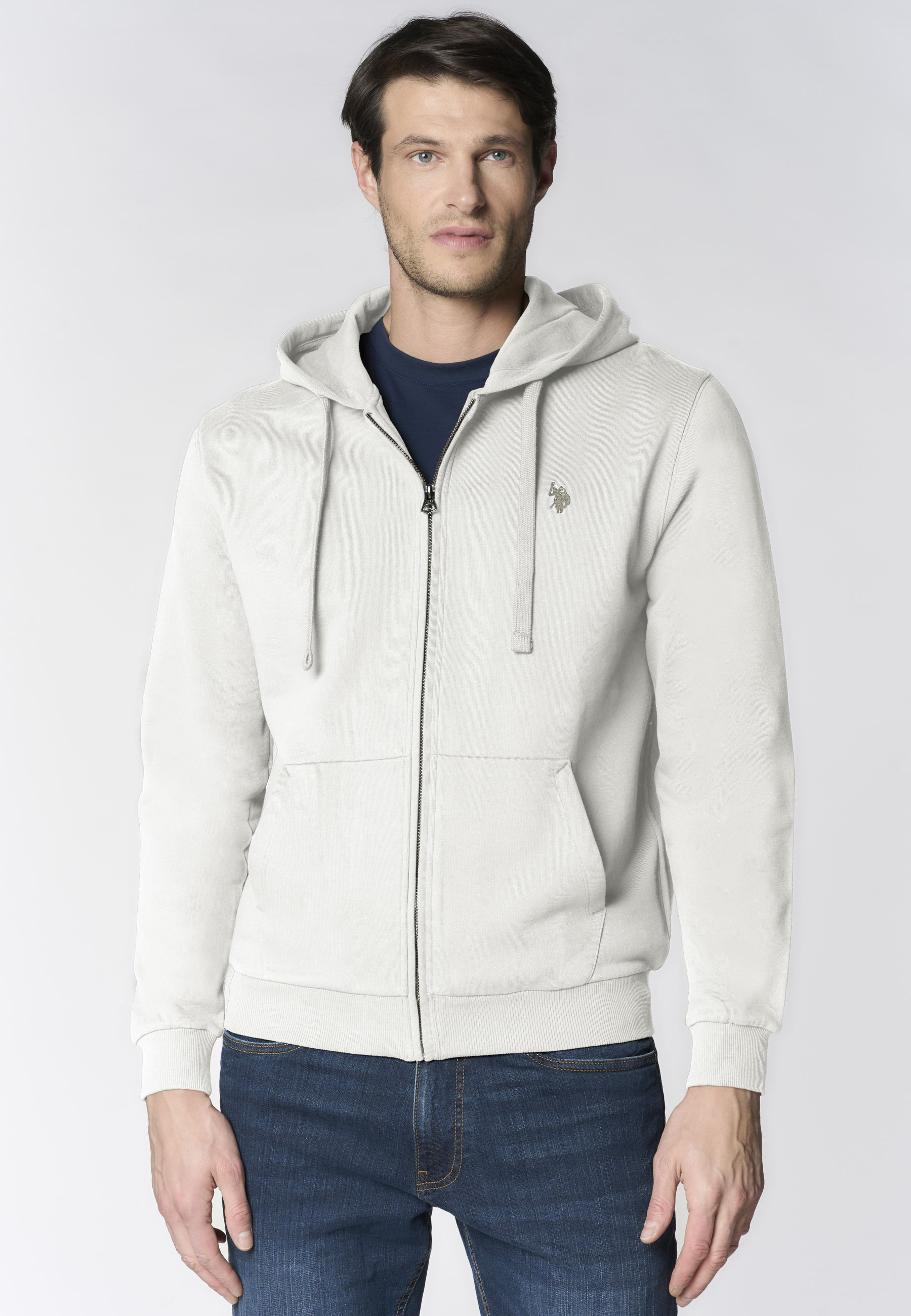 Felpa full zip con cappuccio in cotone