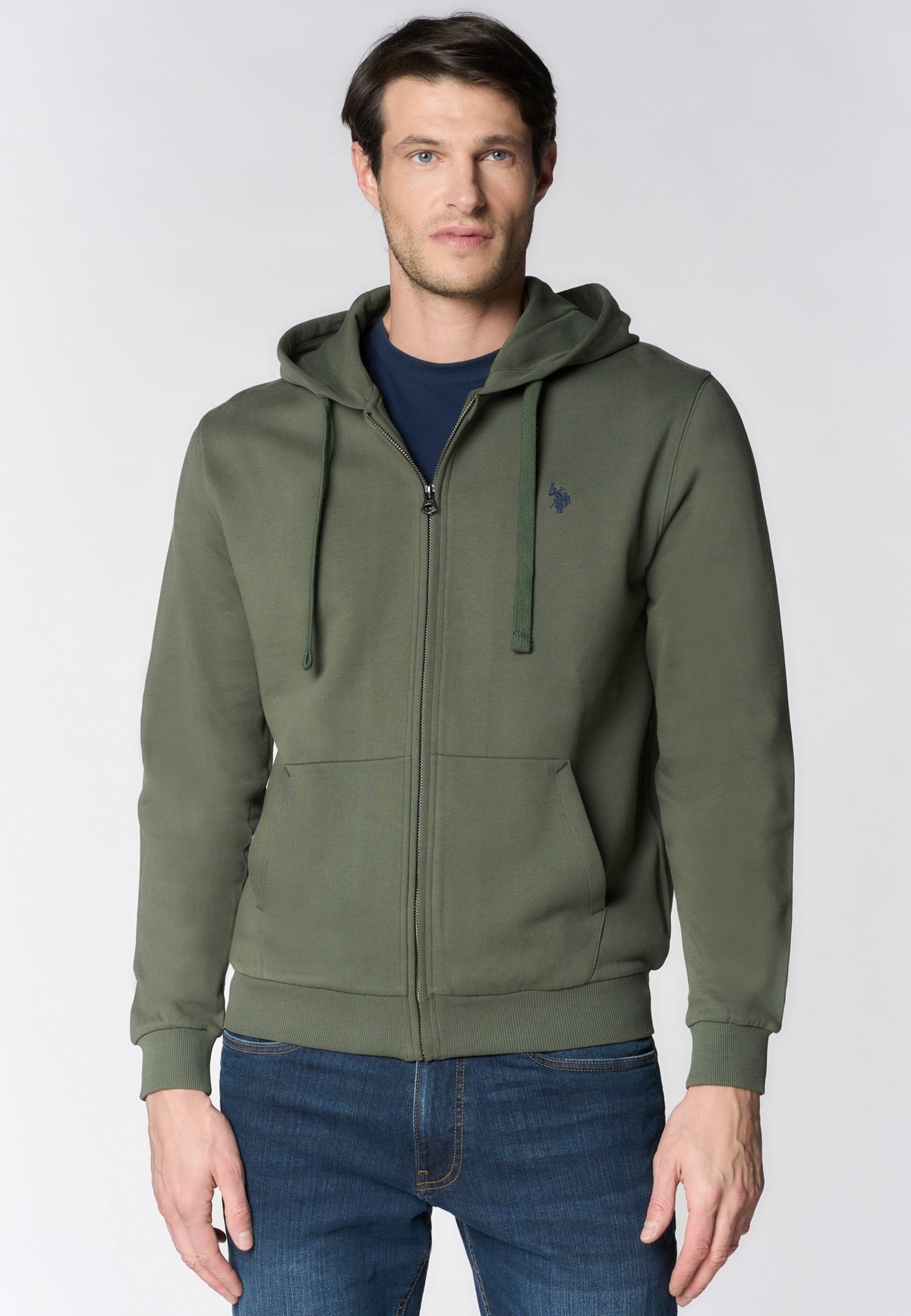 Felpa full zip con cappuccio in cotone