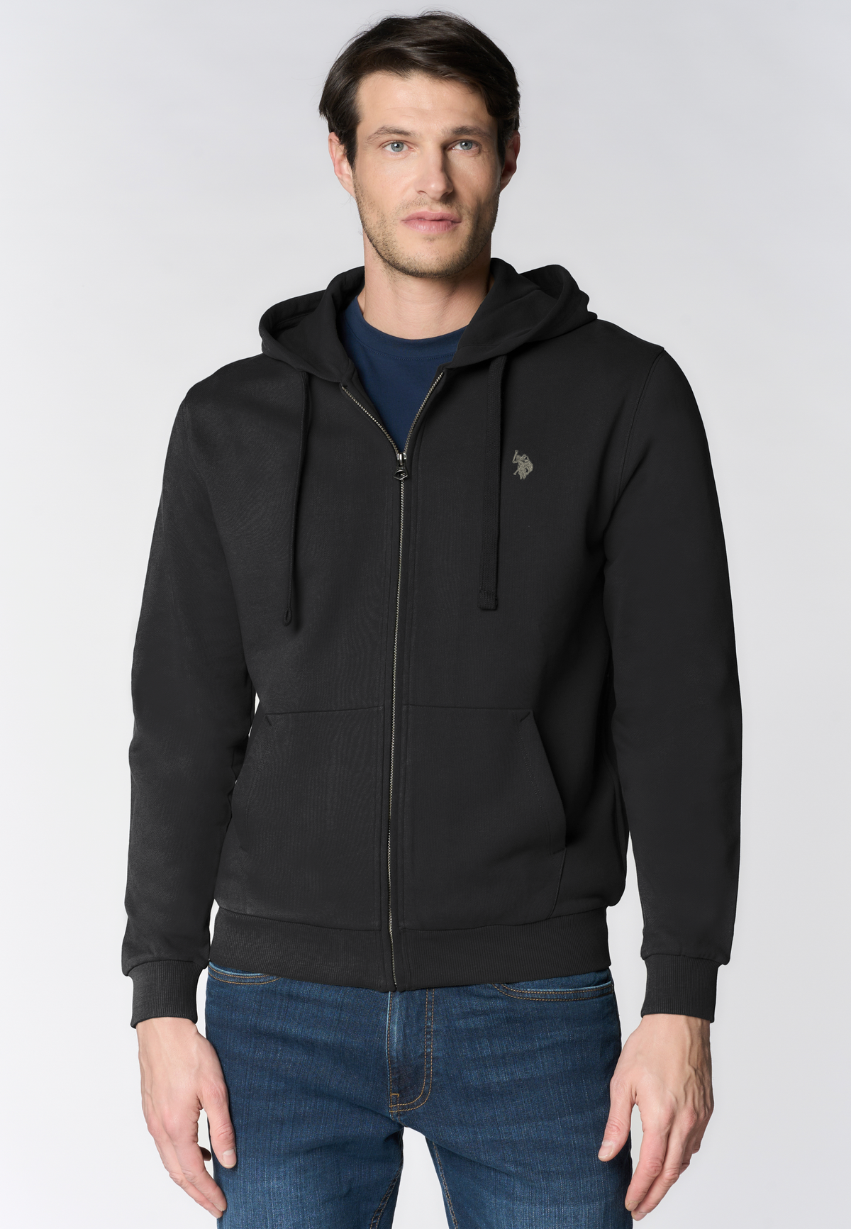 Felpa full zip con cappuccio in cotone