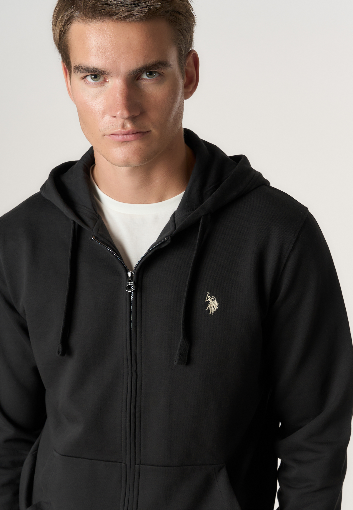 Felpa full zip con cappuccio in cotone