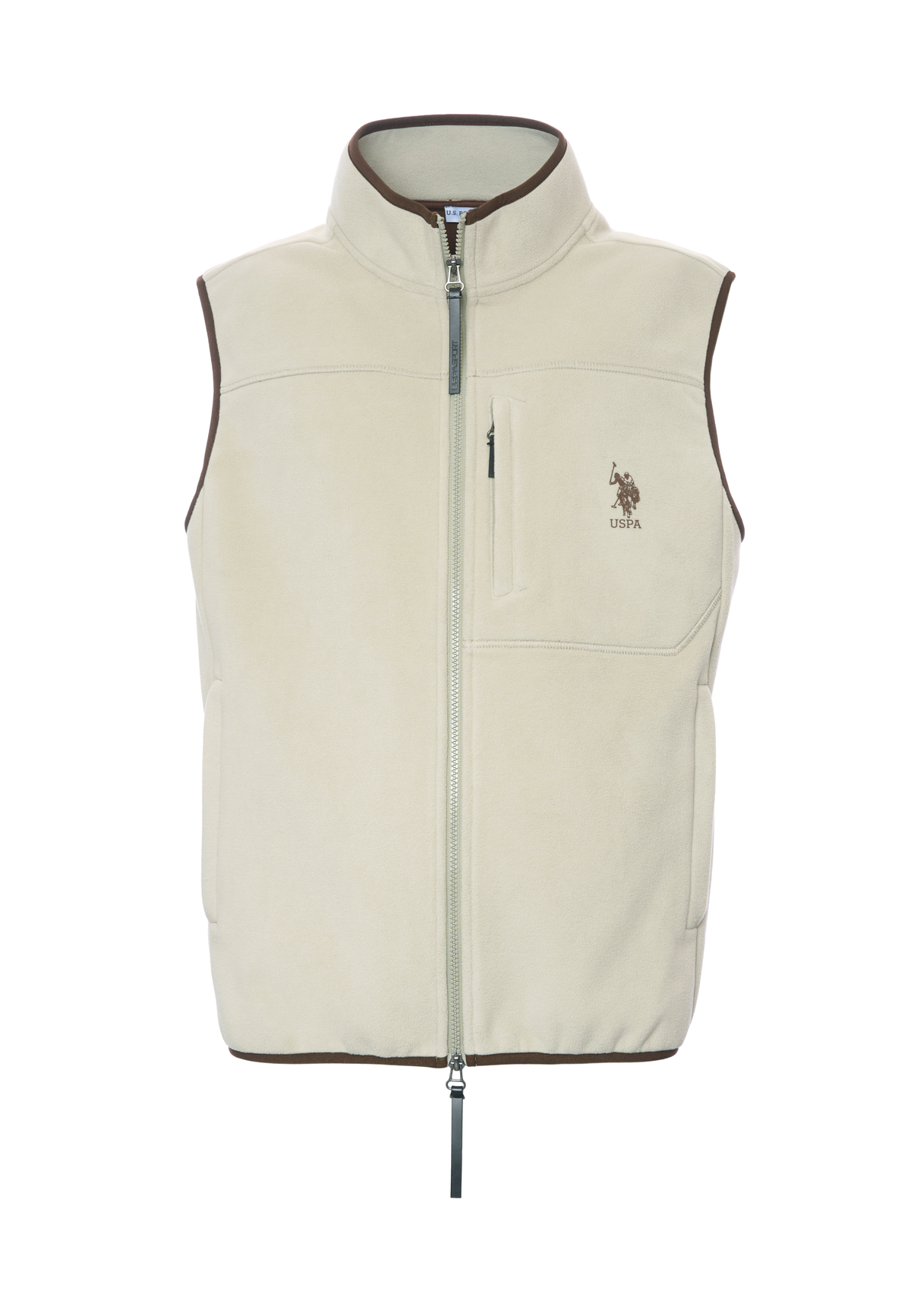 Gilet in pile bicolore con collo alto e tasche con zip
