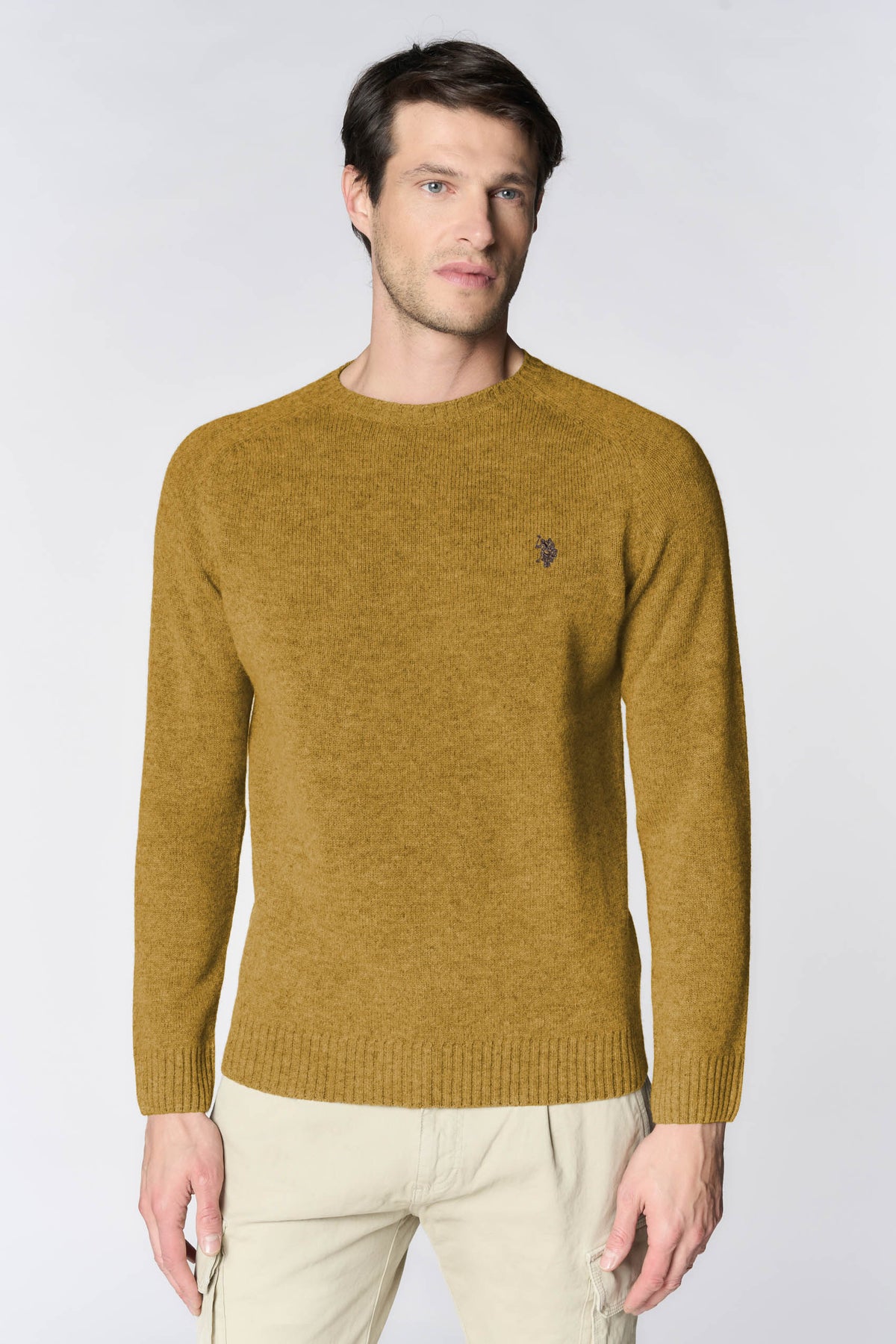 Maglia girocollo in misto cotone e cashmere