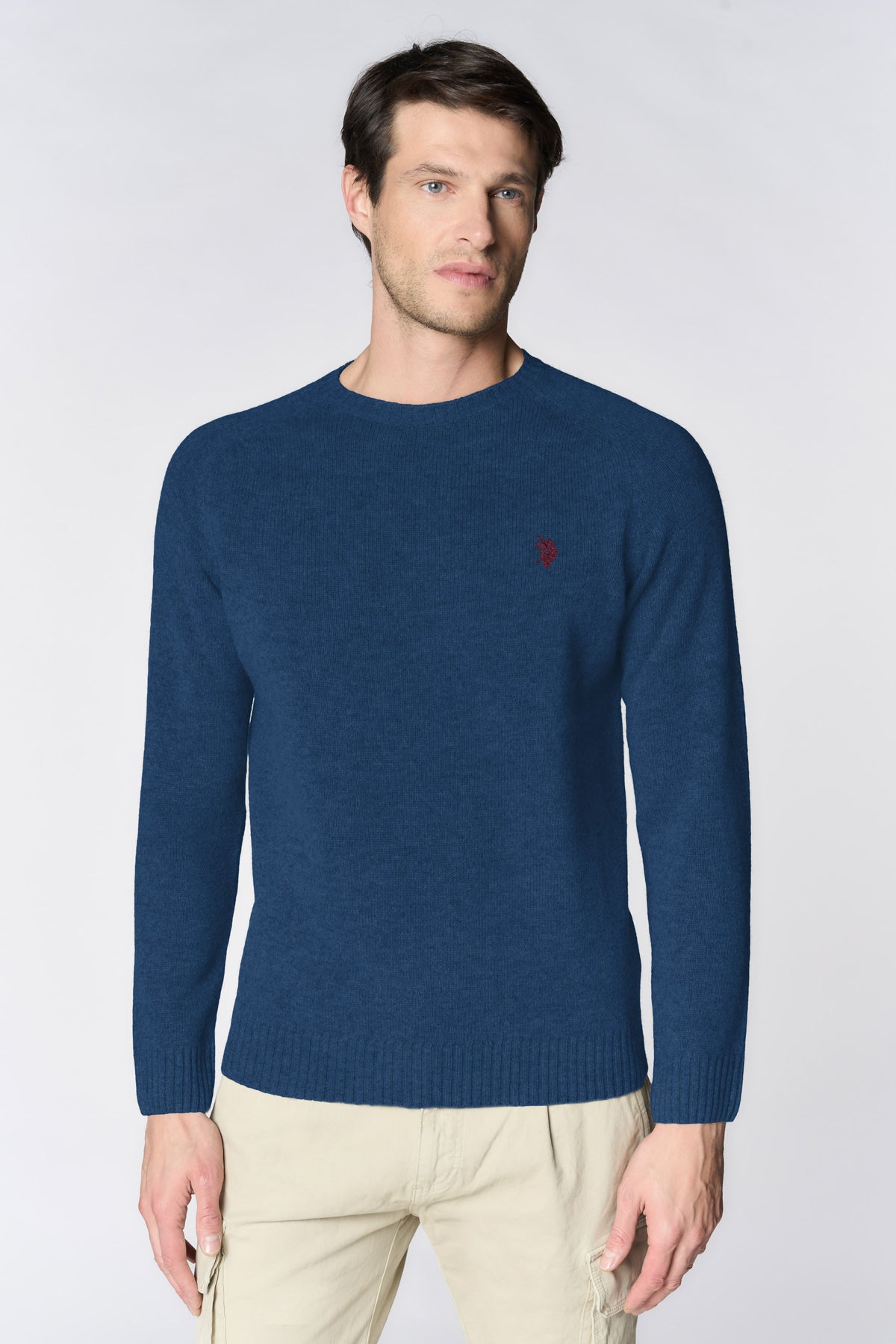Maglia girocollo in misto cotone e cashmere