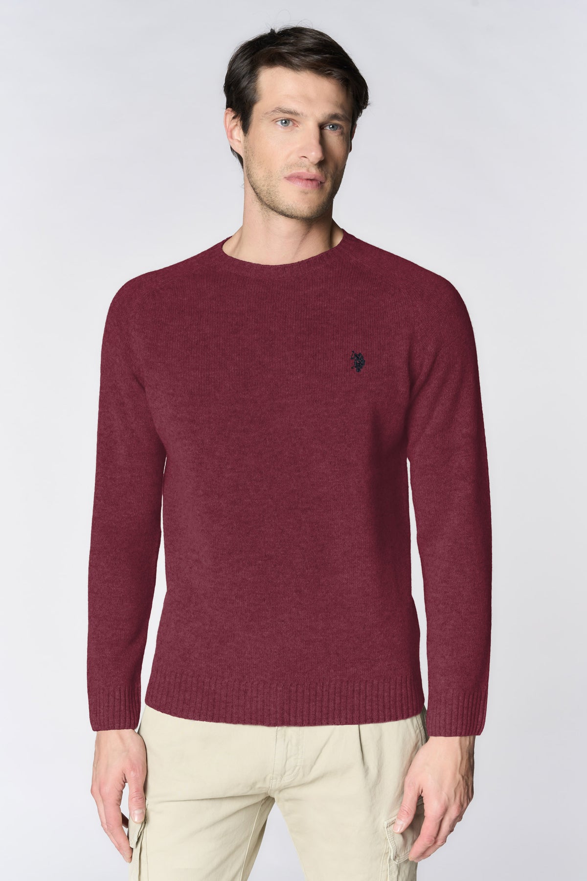 Maglia girocollo in misto cotone e cashmere