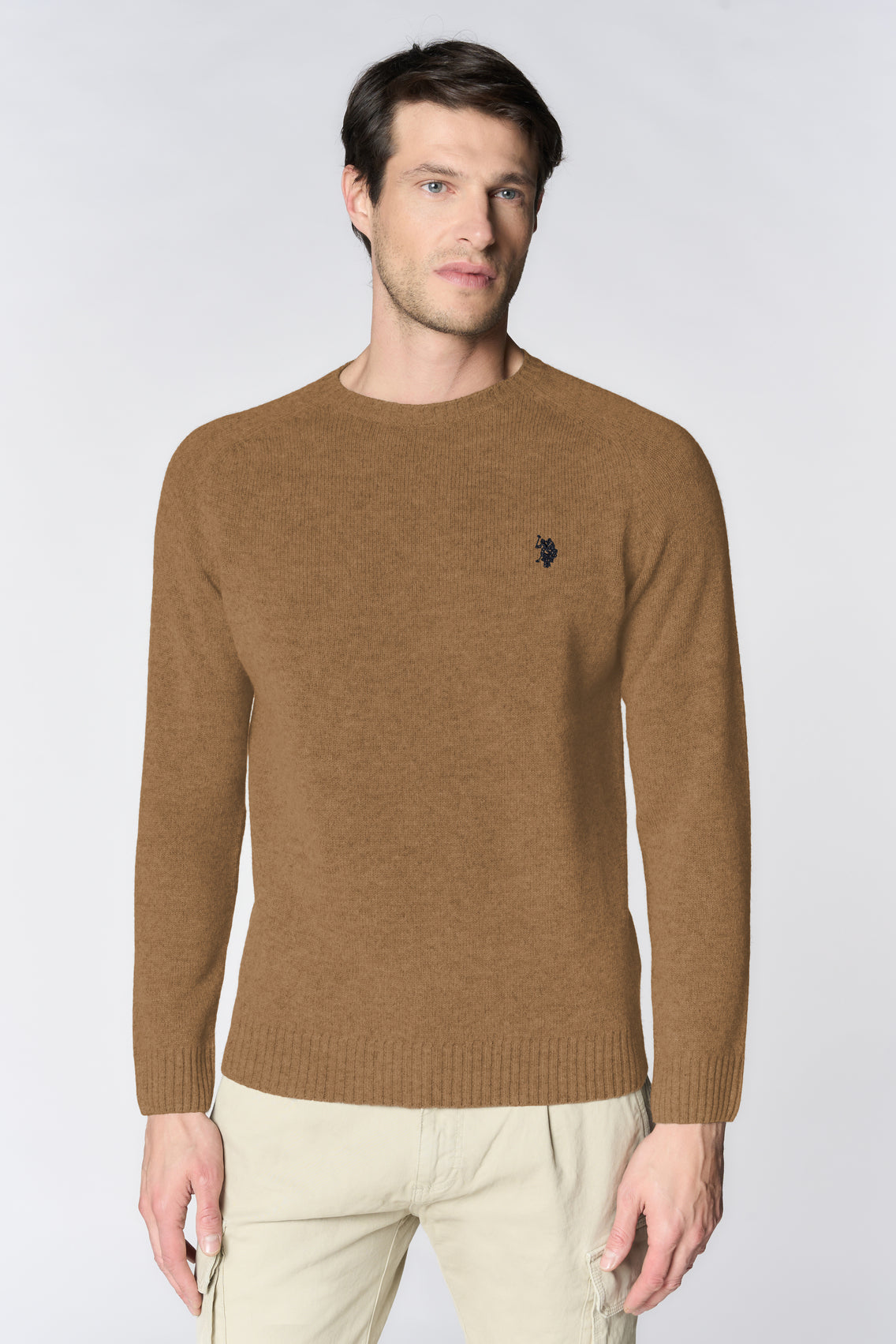 Maglia girocollo in misto cotone e cashmere