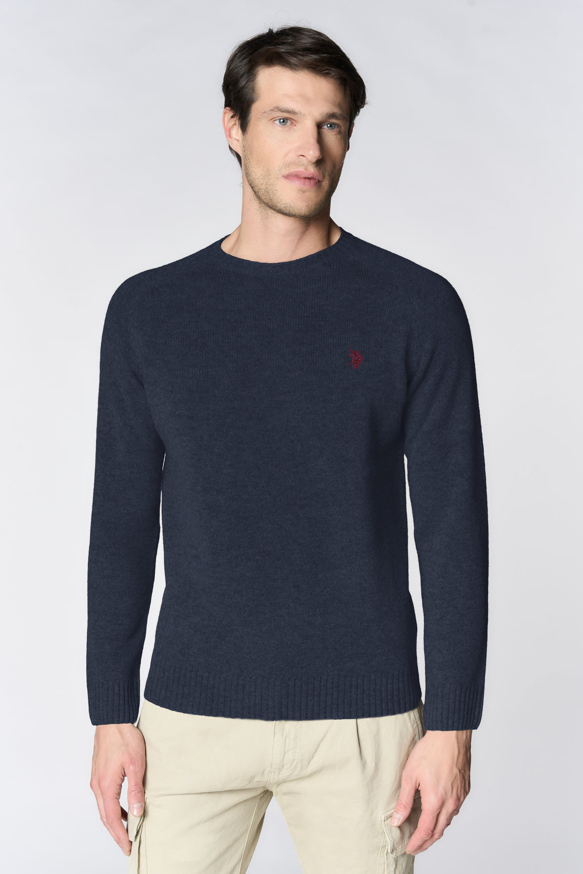 Maglia girocollo in misto cotone e cashmere