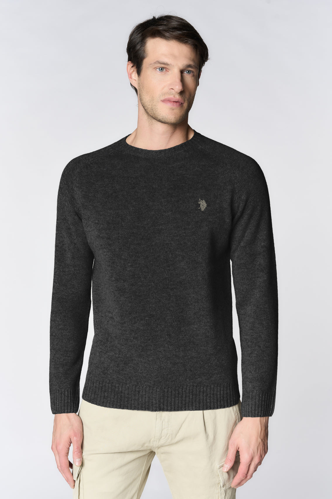 Maglia girocollo in misto cotone e cashmere