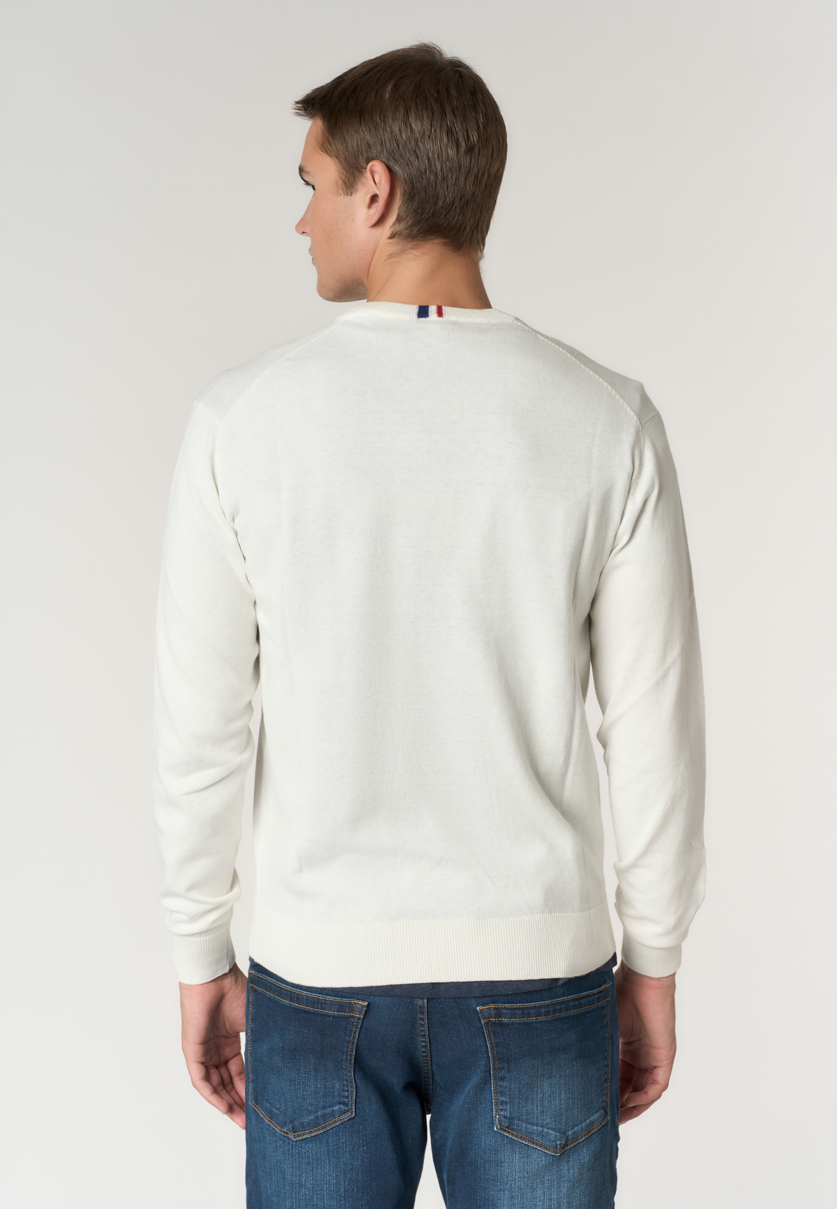 Maglia con scollo a V in misto cotone e cashmere