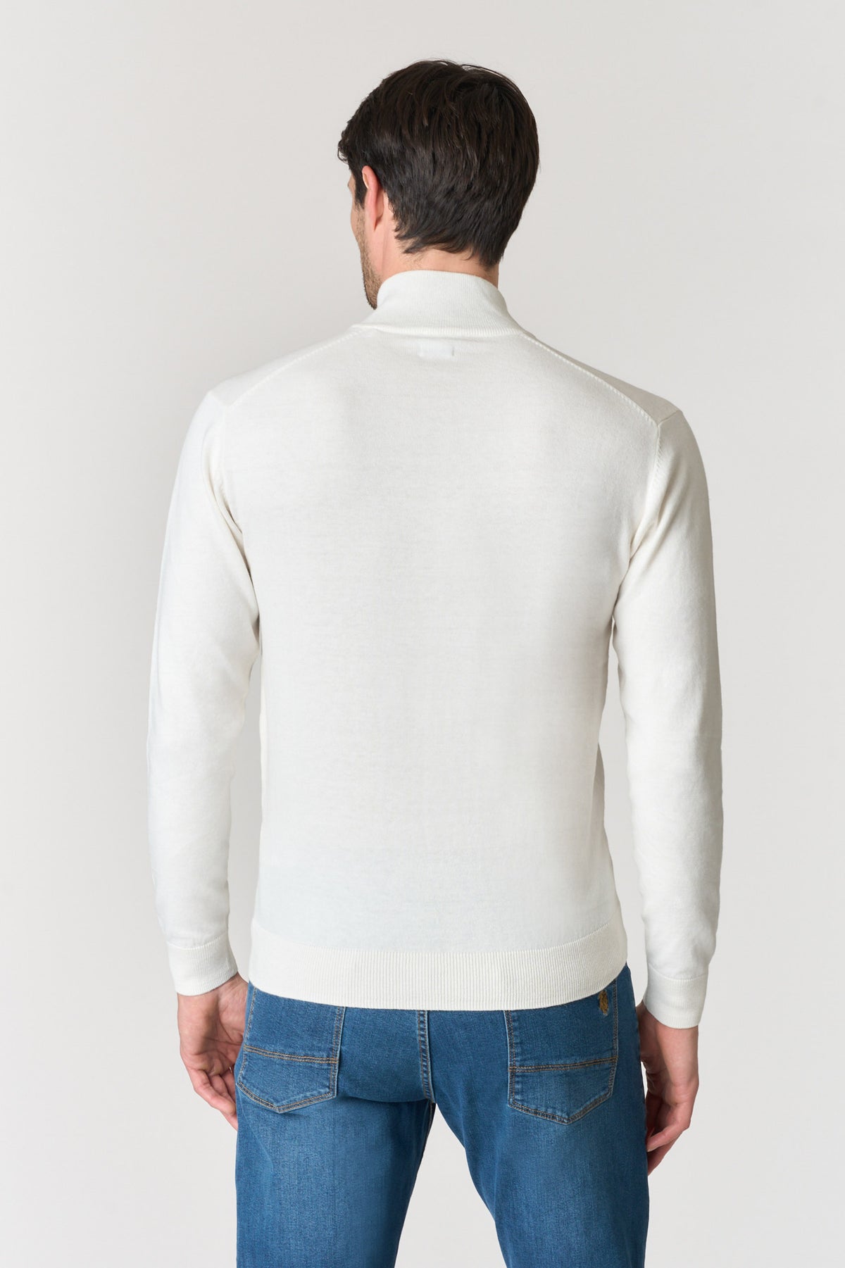 Maglia mezza zip in misto cotone e cashmere