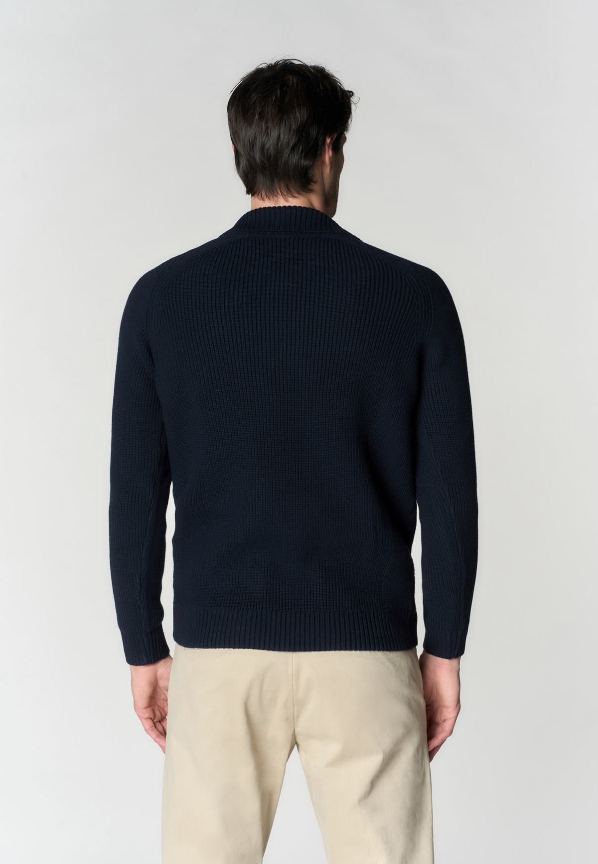 Maglia mezza zip in cotone e lana con logo