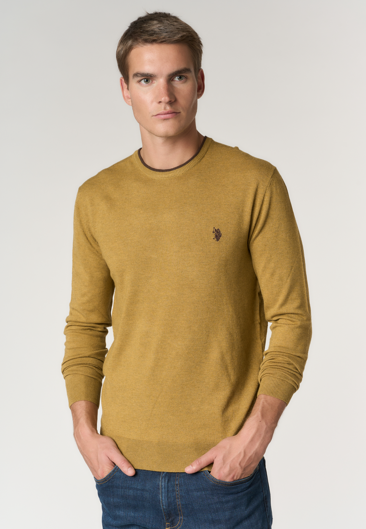 Maglia girocollo in misto lana e viscosa