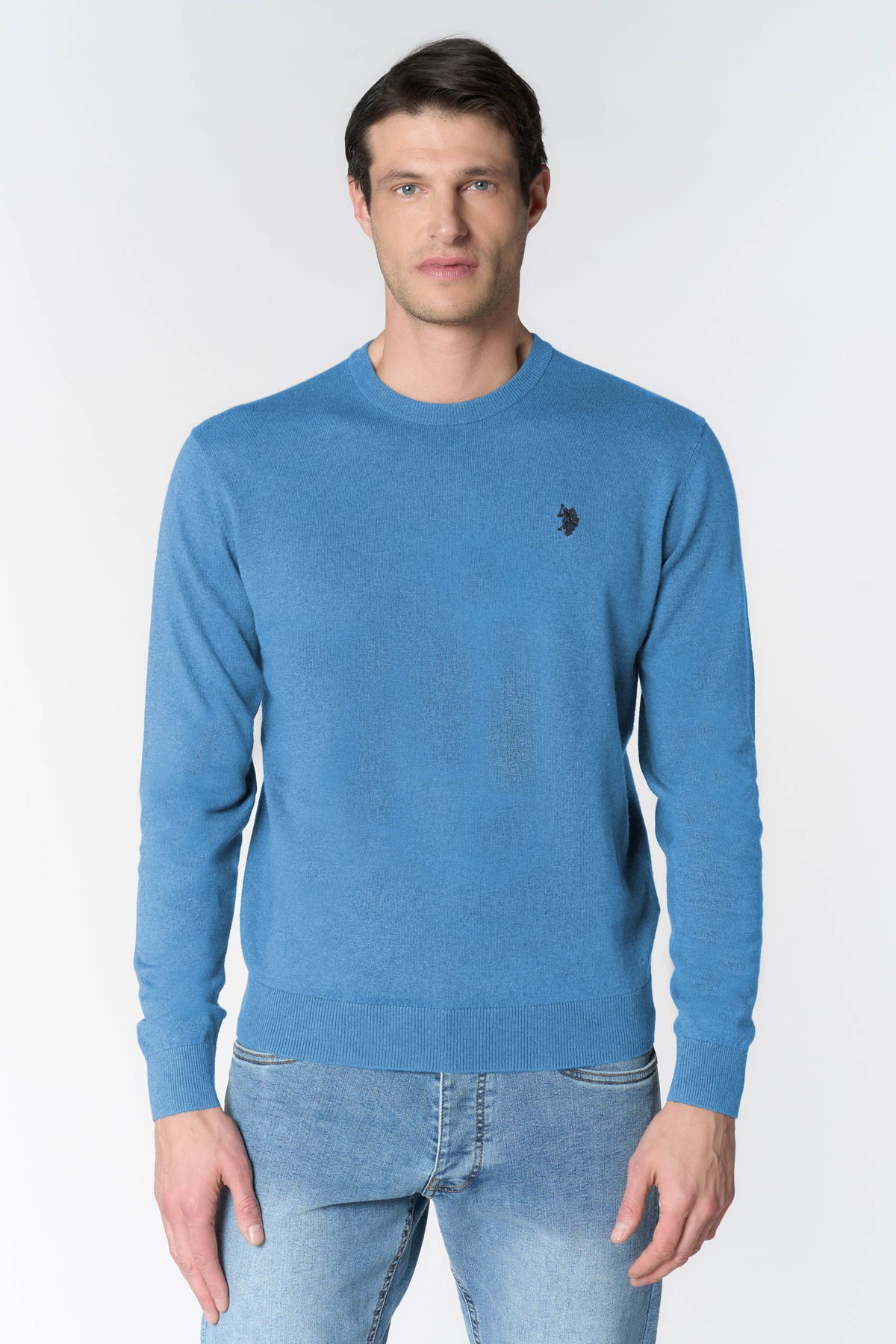 Maglia girocollo in misto lana e viscosa
