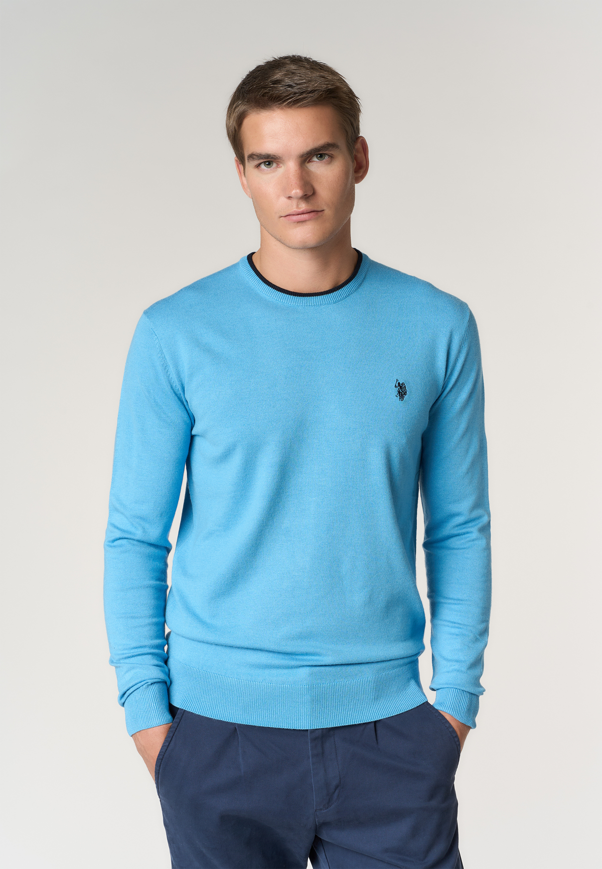 Maglia girocollo in misto lana e viscosa