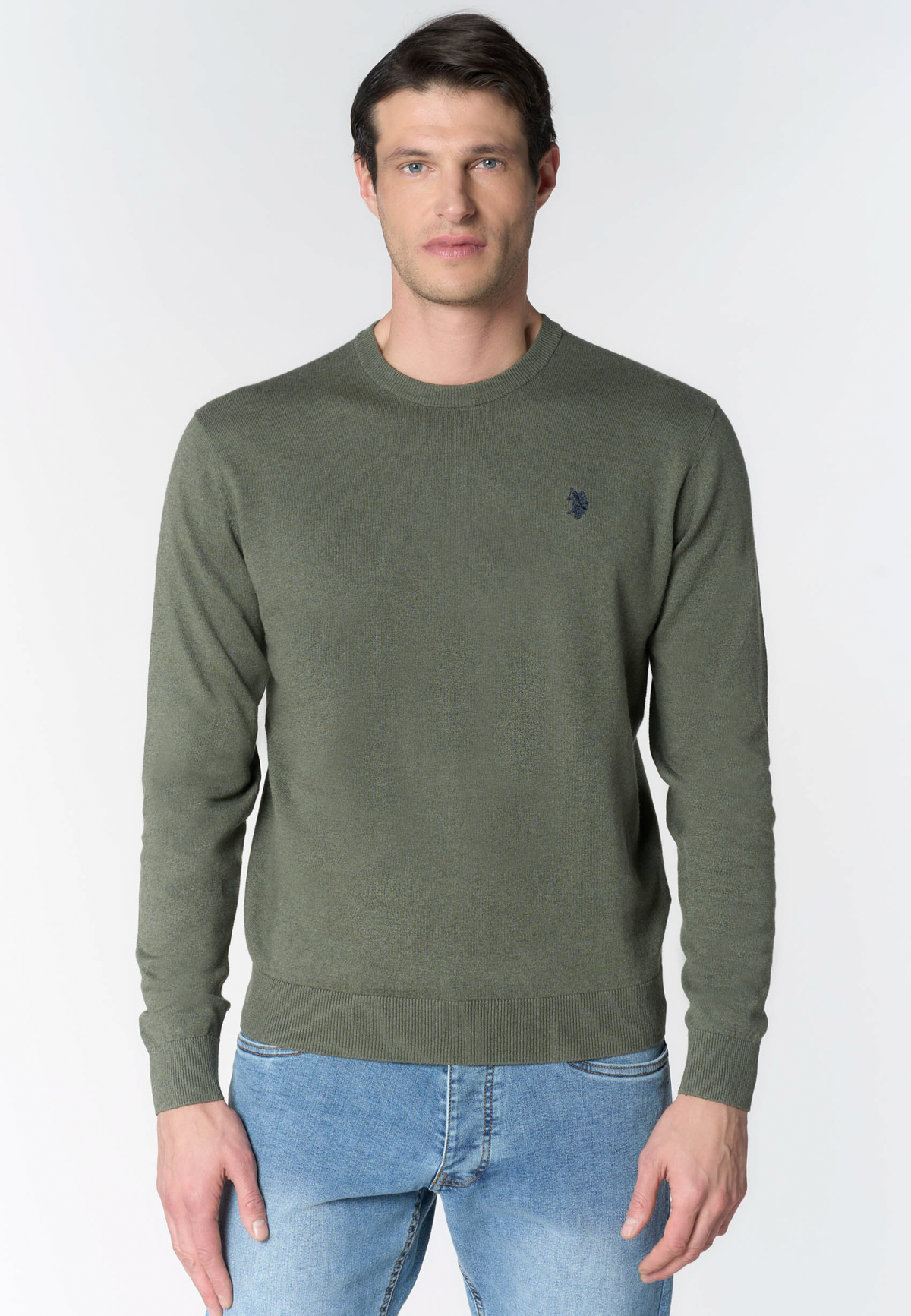 Maglia girocollo in misto lana e viscosa