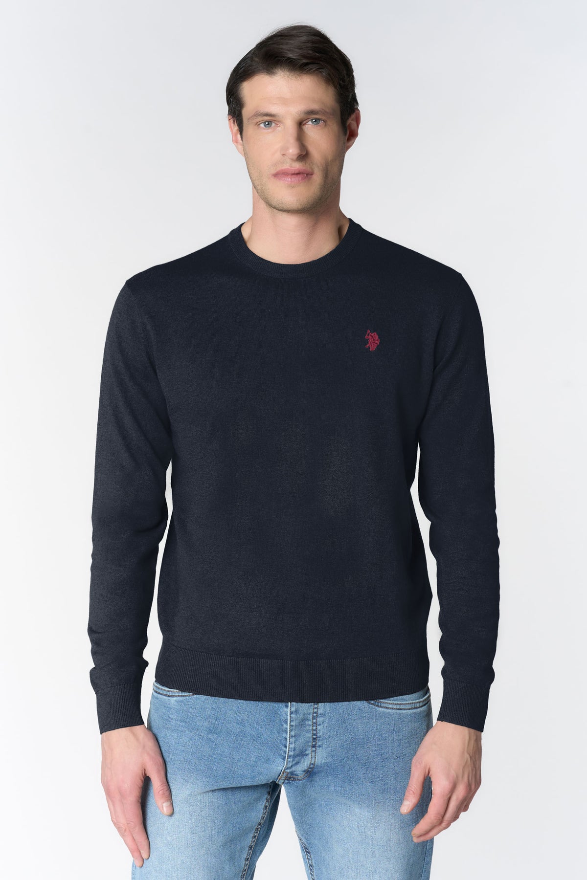 Maglia girocollo in misto lana e viscosa