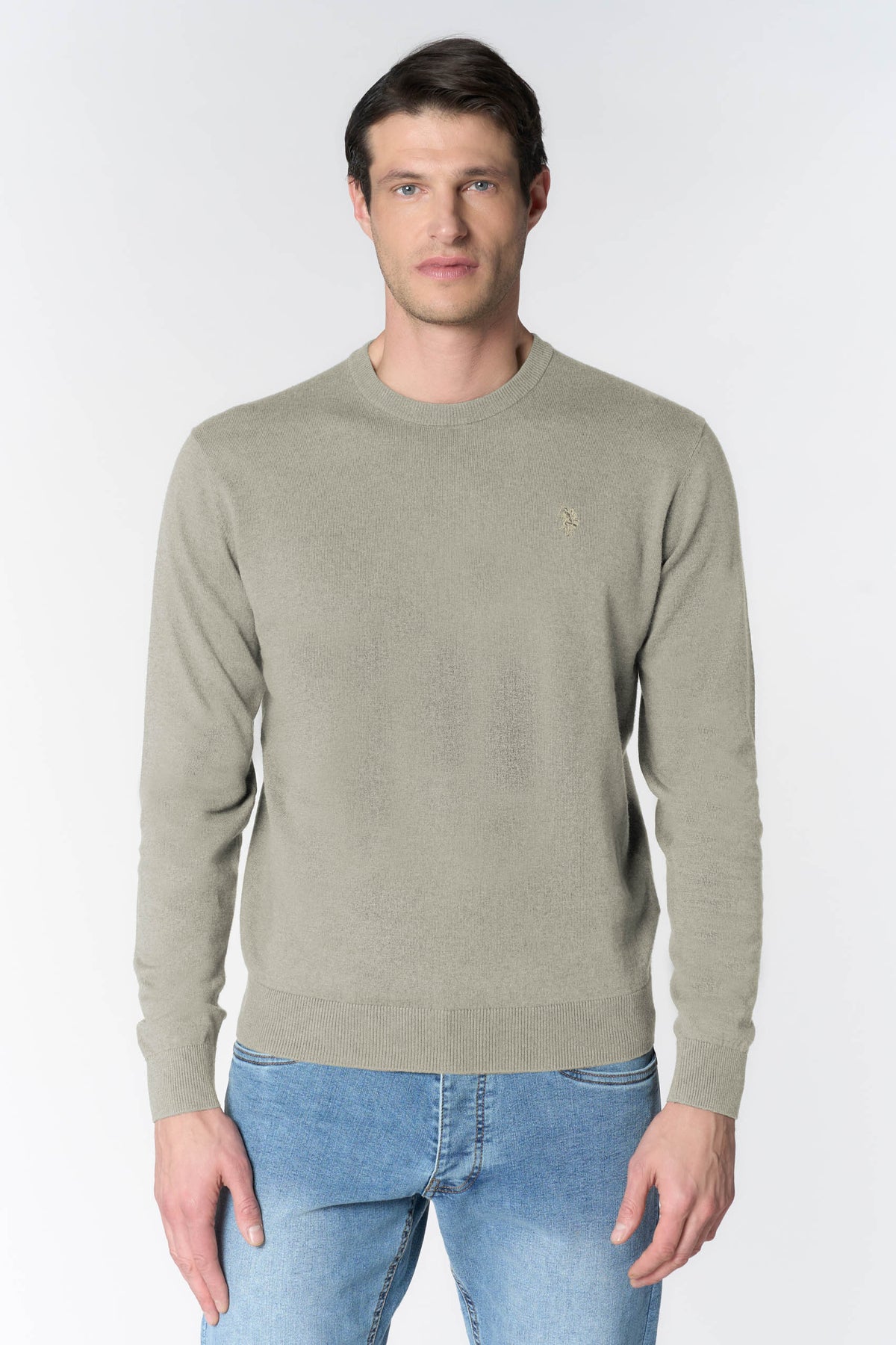 Maglia girocollo in misto lana e viscosa