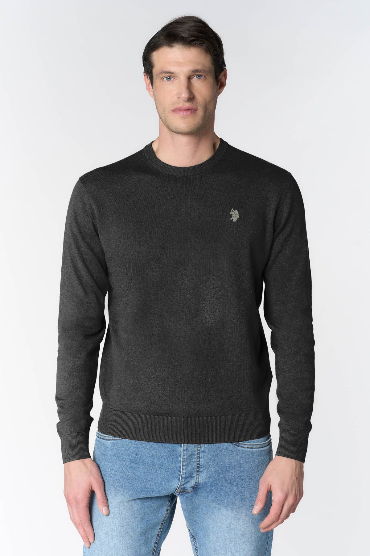 Maglia girocollo in misto lana e viscosa