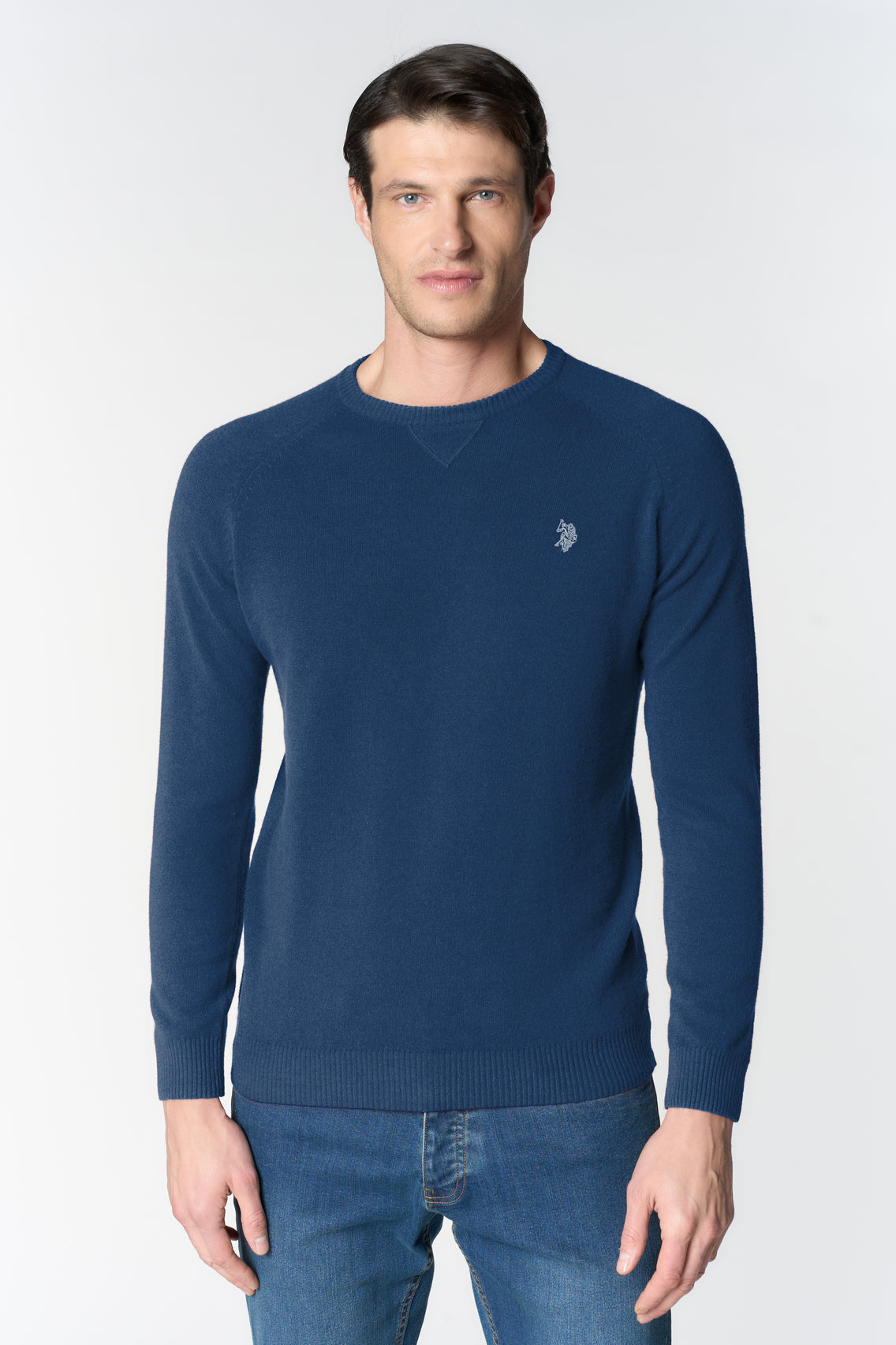 Maglia girocollo da uomo misto lana overdyed