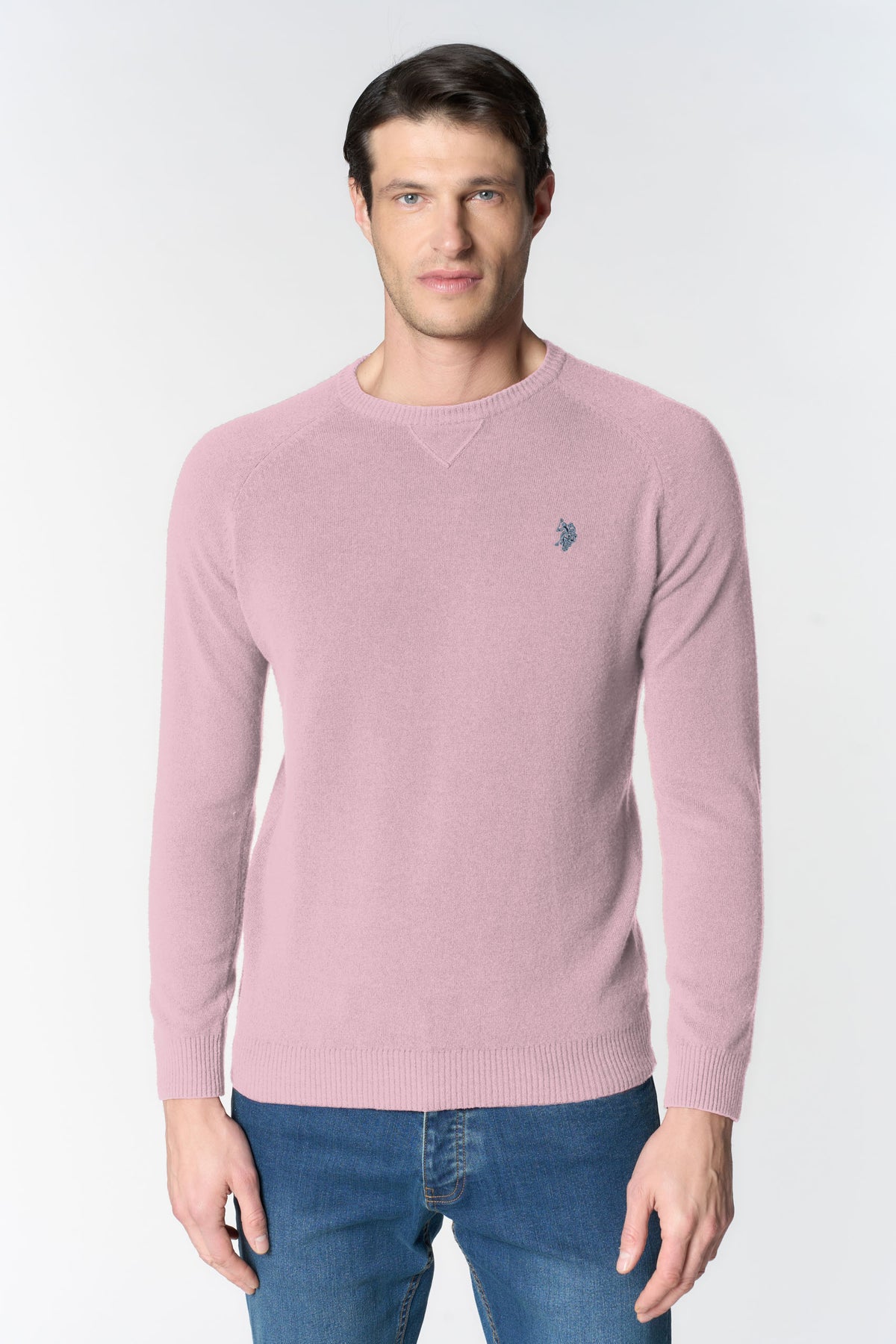 Maglia girocollo da uomo misto lana overdyed